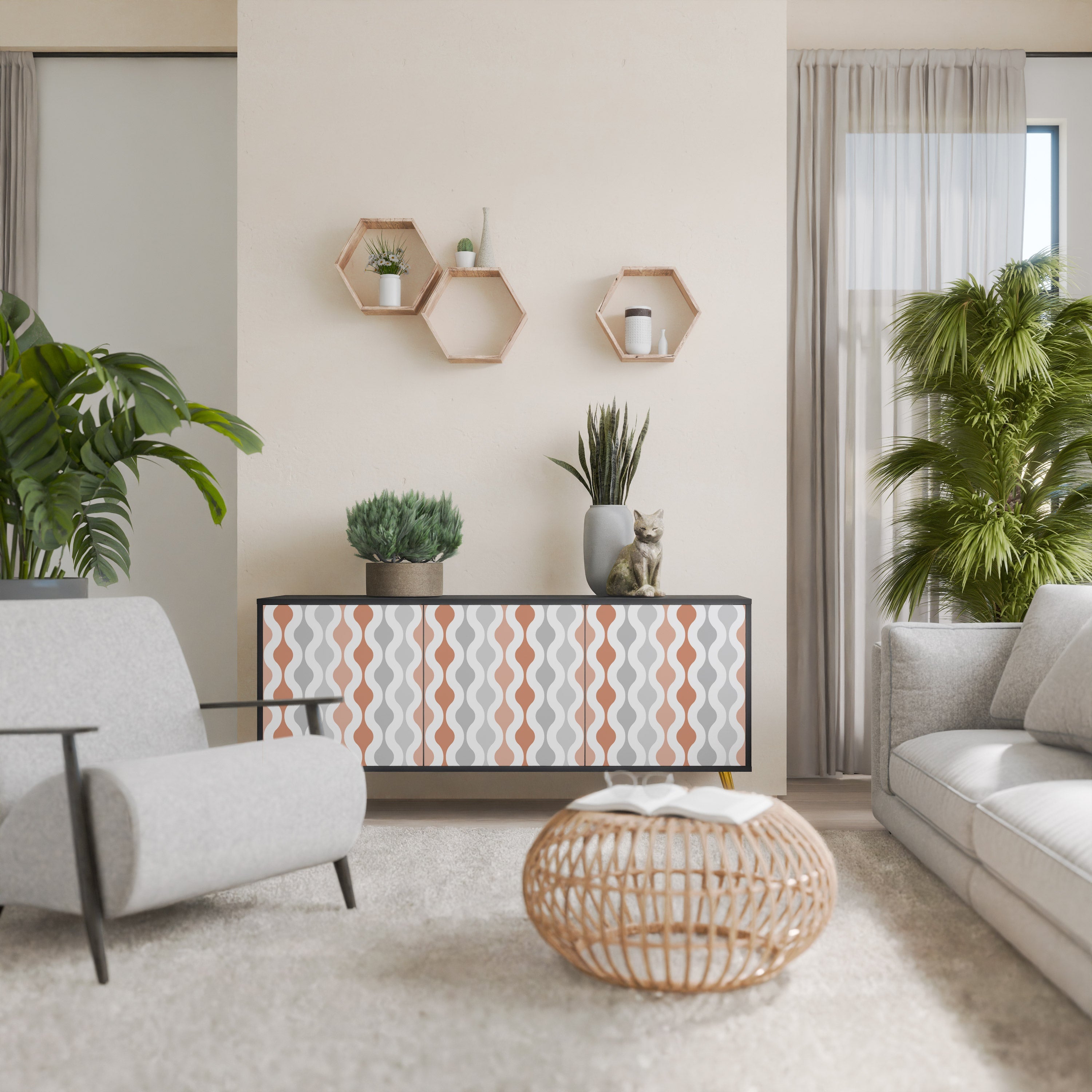 Buffet 3 portes HAZY NOSTALGIA en finition noire