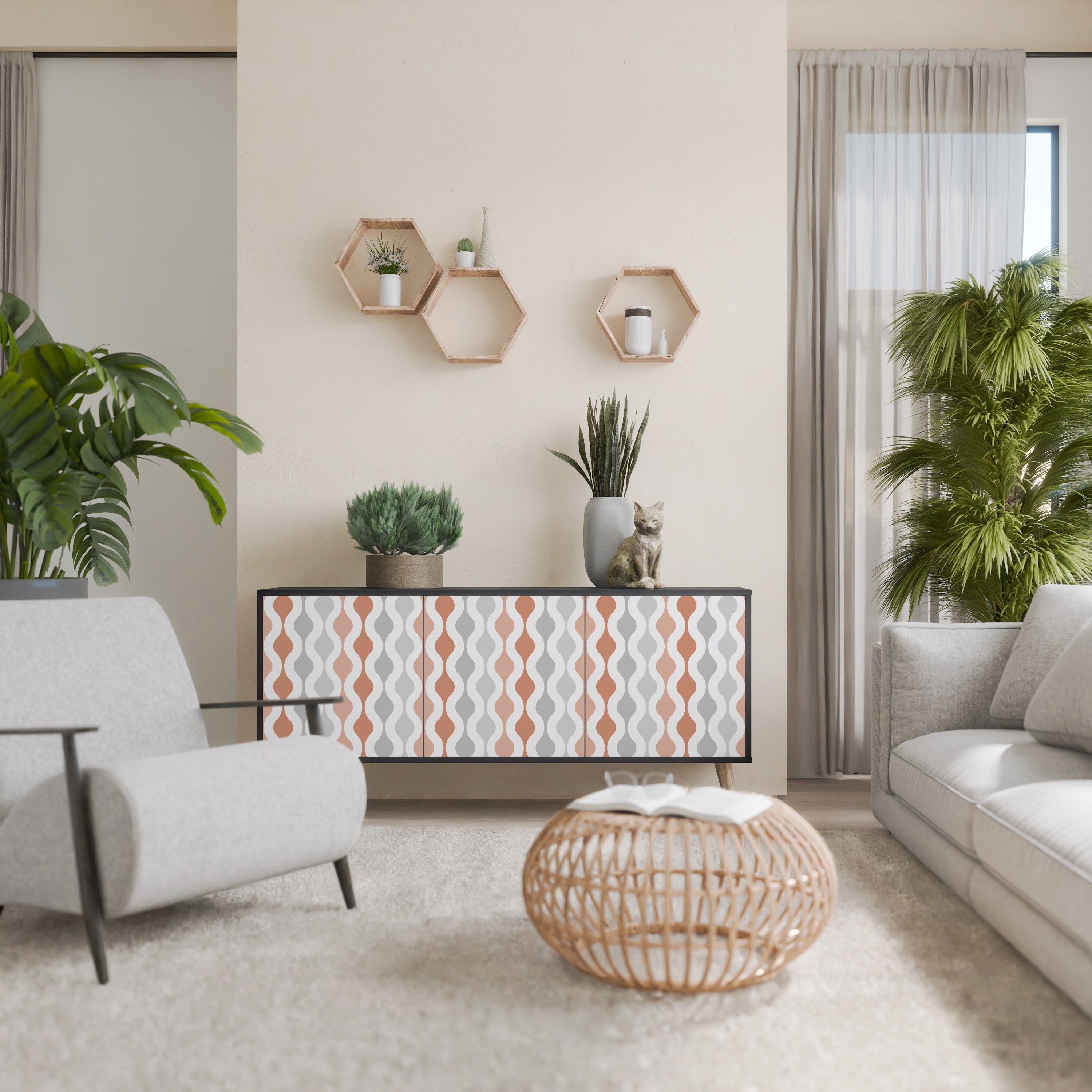 Buffet 3 portes HAZY NOSTALGIA en finition noire