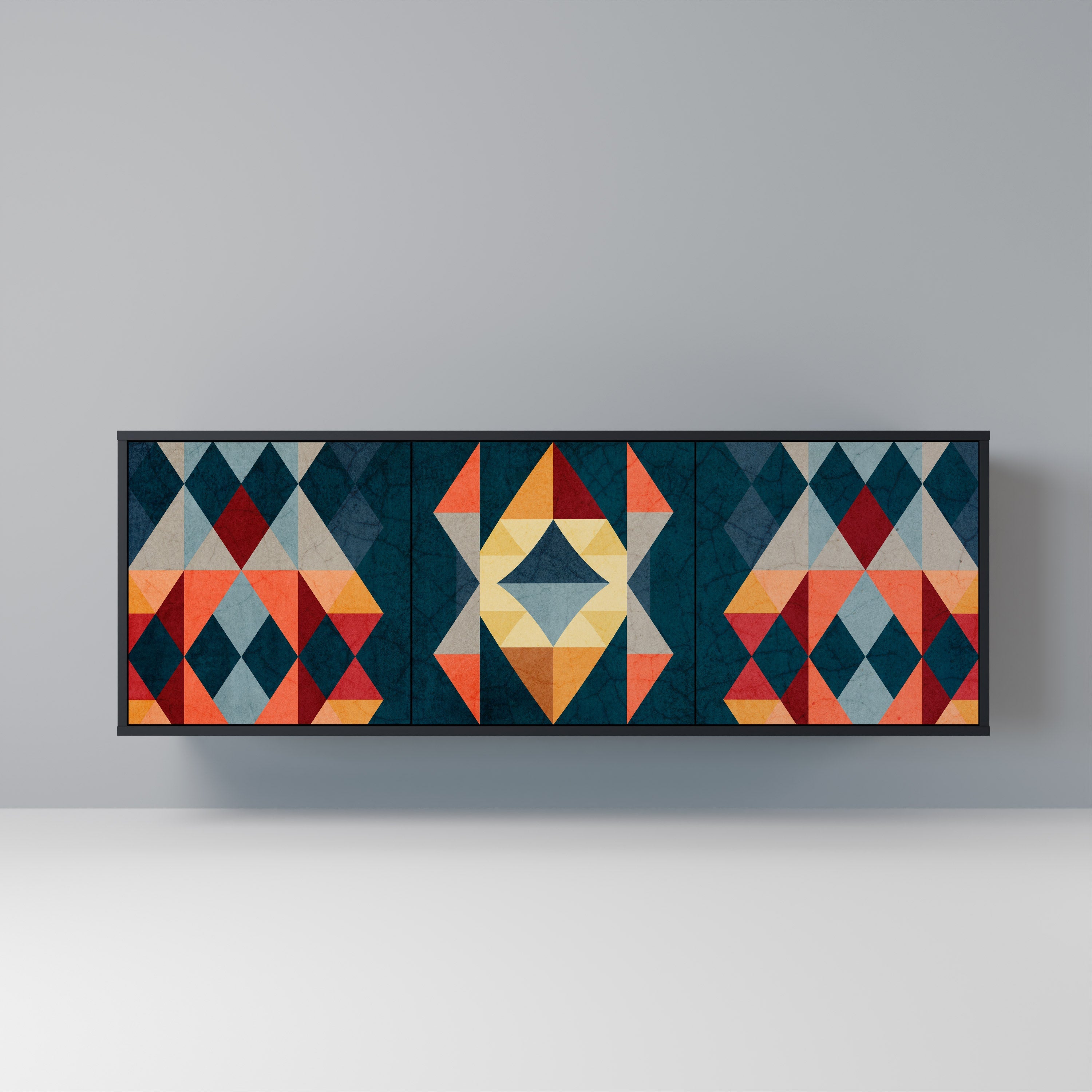 Buffet 3 portes CRACKED ILLUSION finition noire