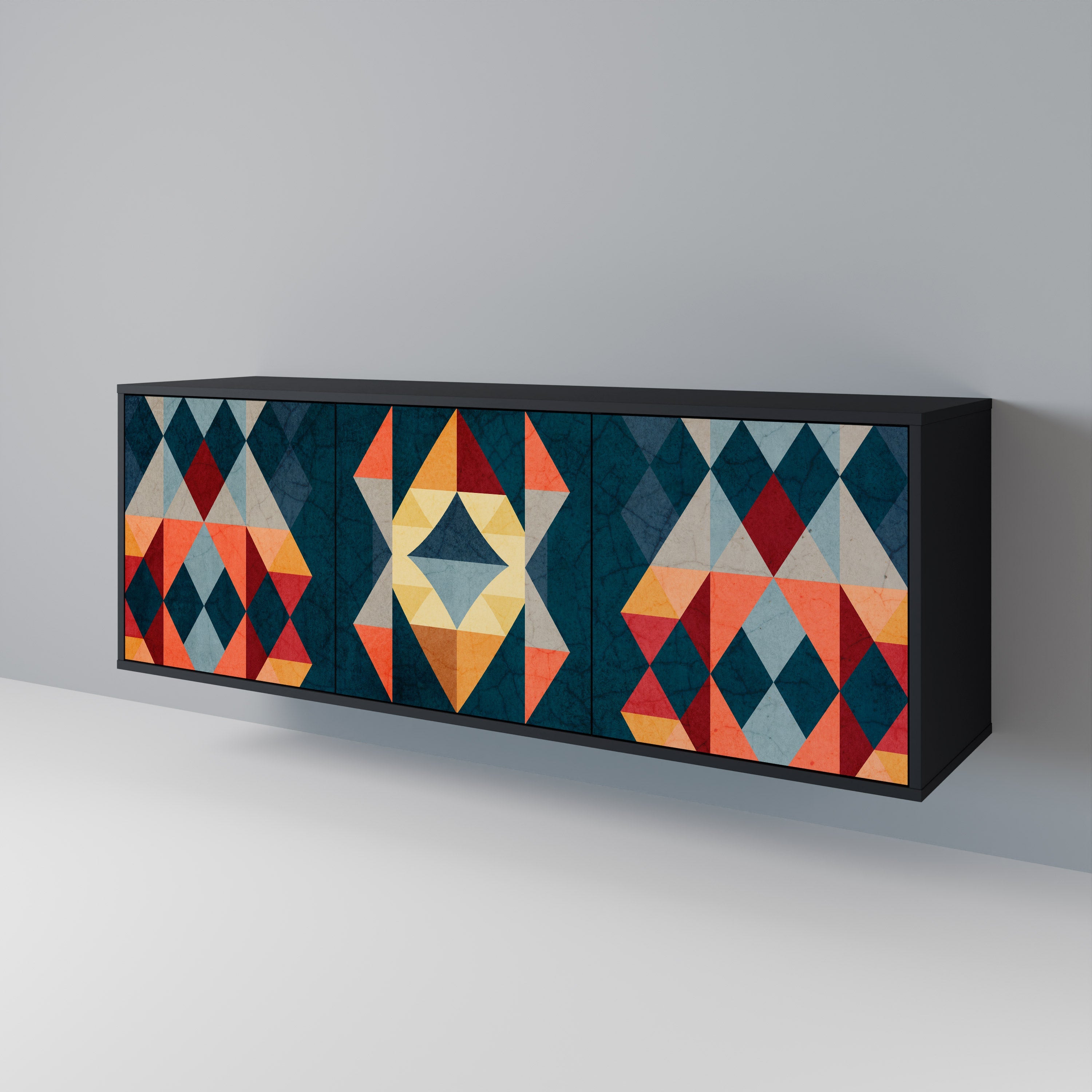 Buffet 3 portes CRACKED ILLUSION finition noire