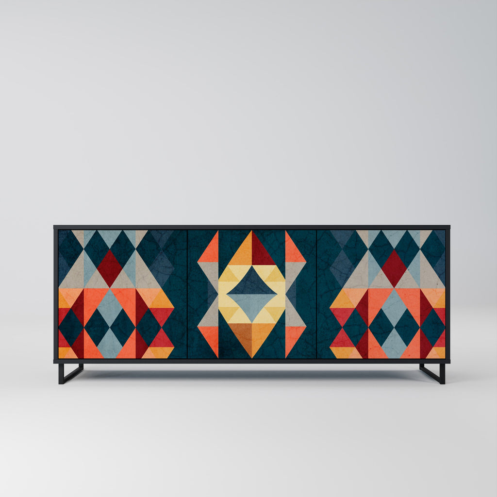 Buffet 3 portes CRACKED ILLUSION finition noire