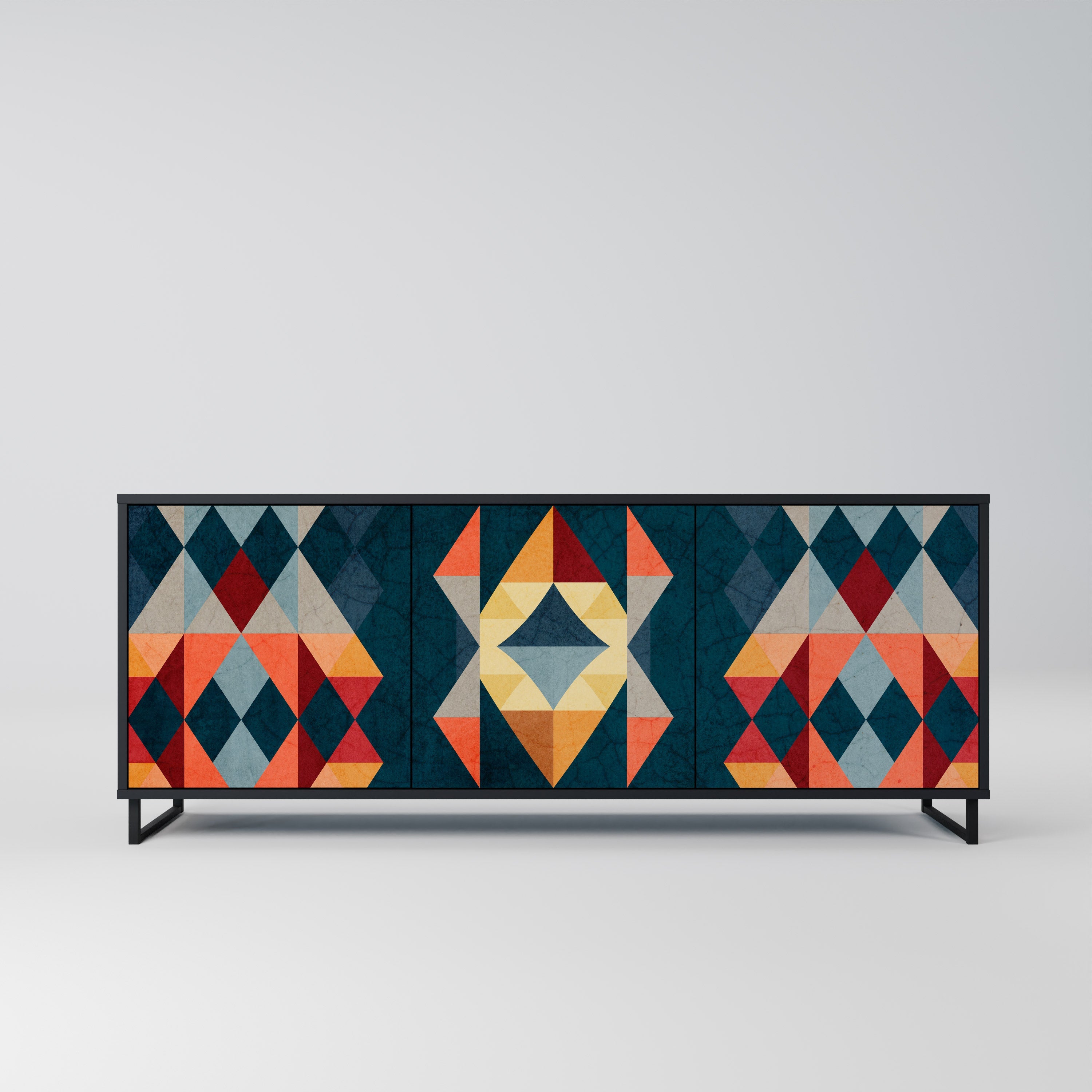 Buffet 3 portes CRACKED ILLUSION finition noire