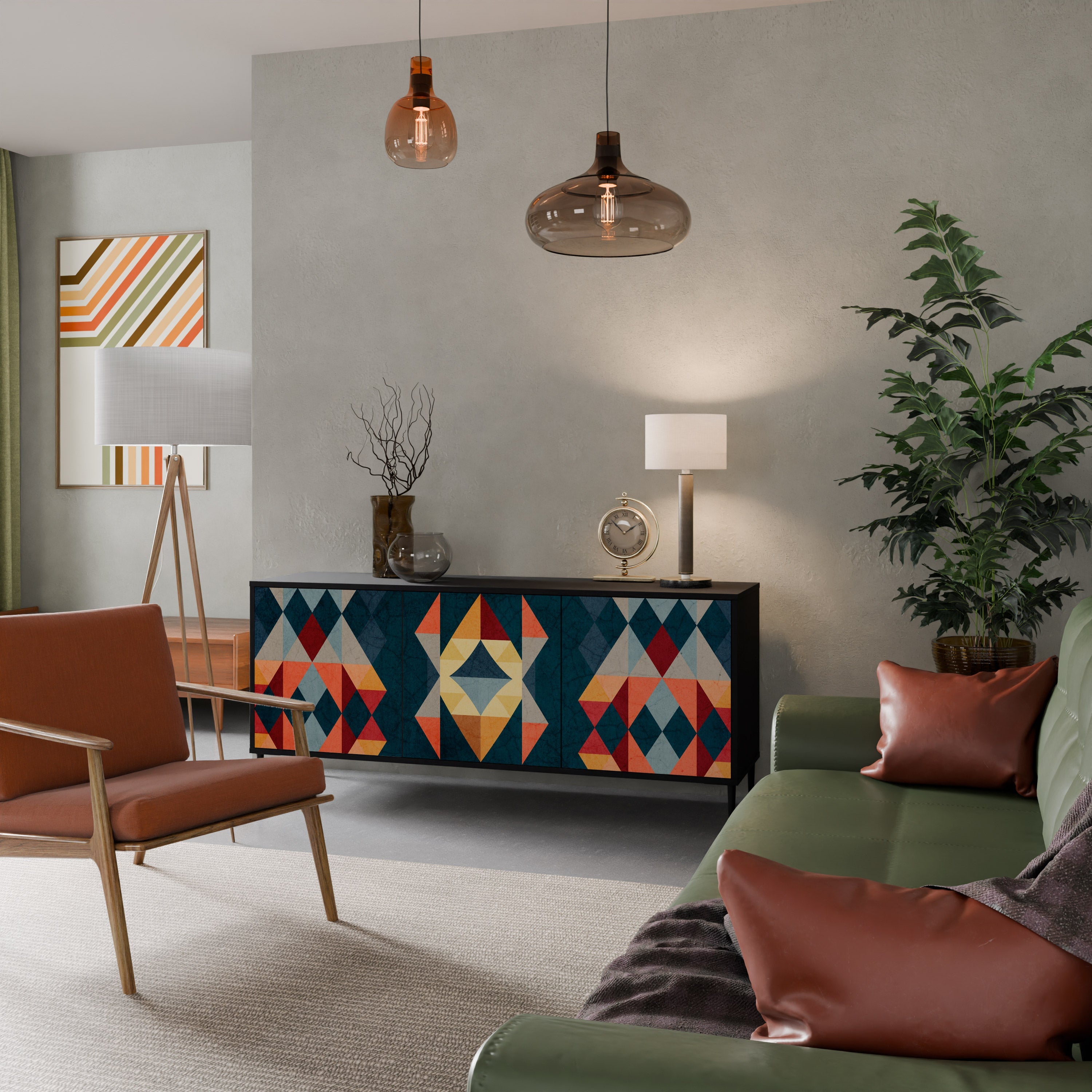 Buffet 3 portes CRACKED ILLUSION finition noire