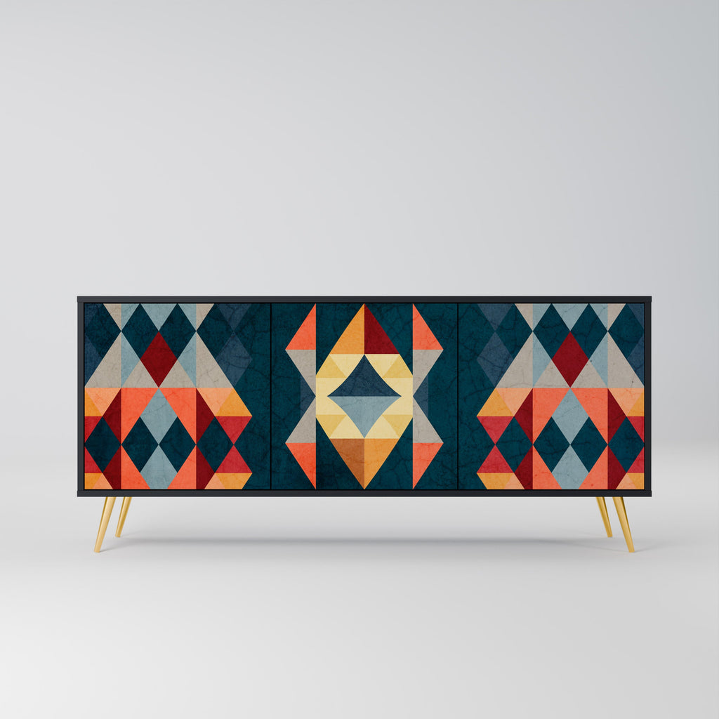 Buffet 3 portes CRACKED ILLUSION finition noire