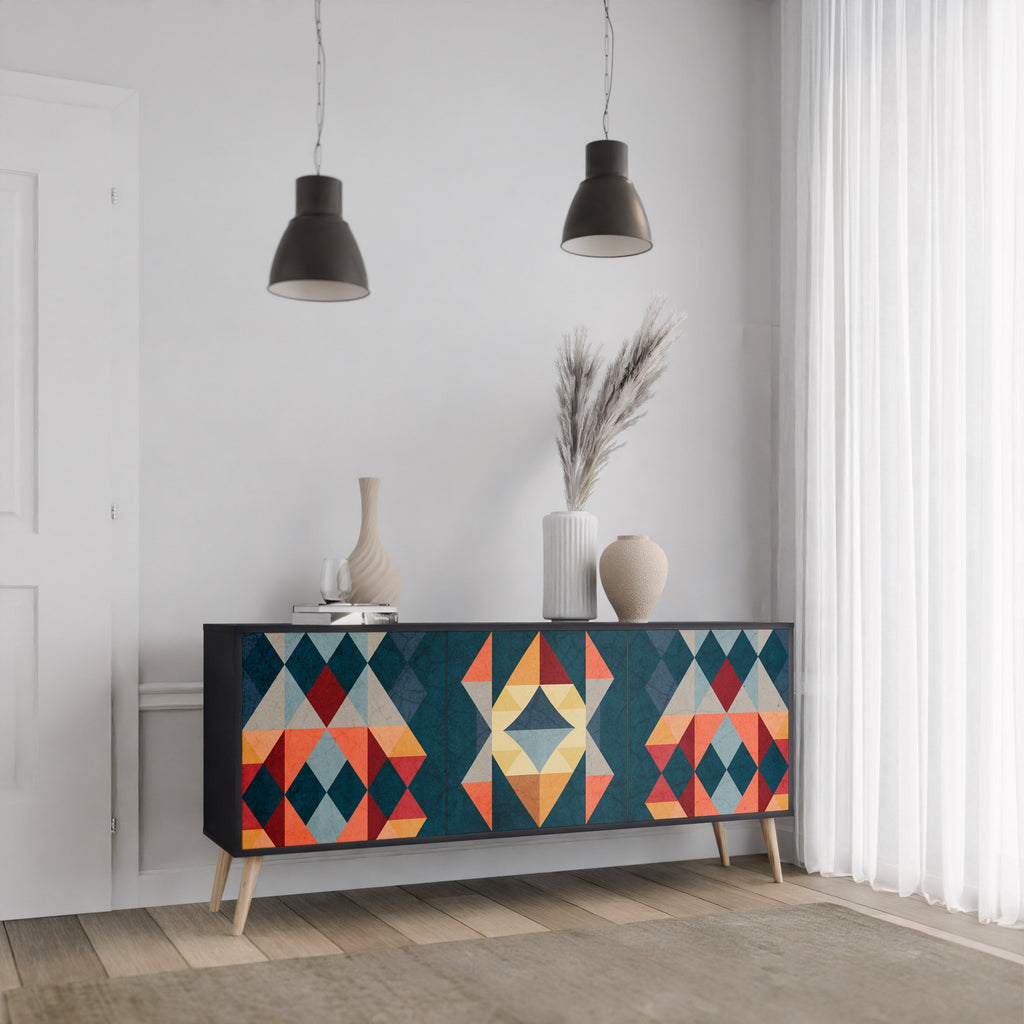 Buffet 3 portes CRACKED ILLUSION finition noire