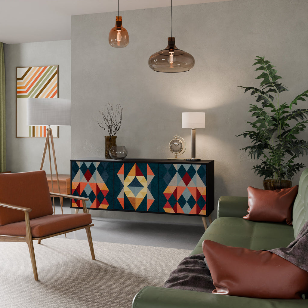 Buffet 3 portes CRACKED ILLUSION finition noire