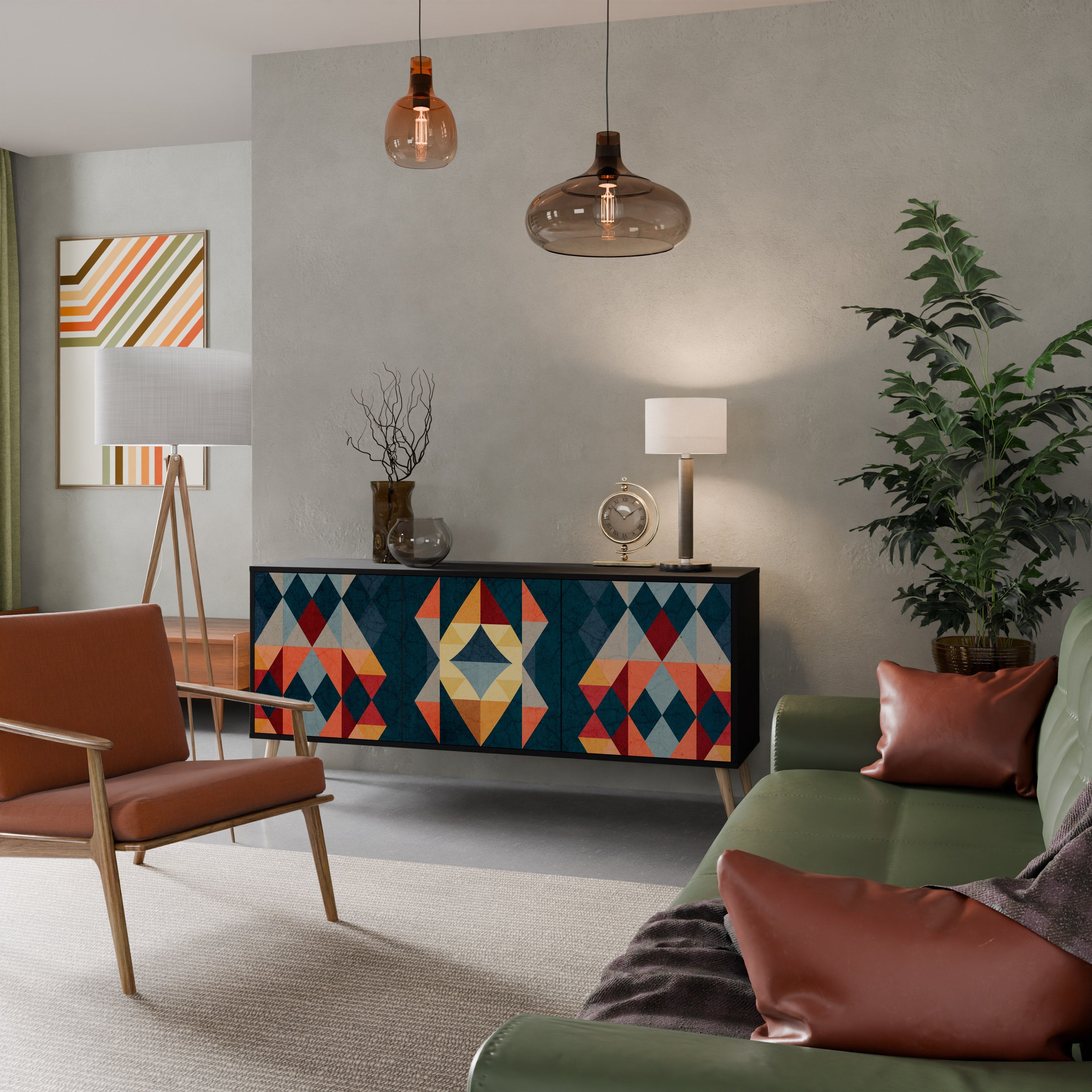 Buffet 3 portes CRACKED ILLUSION finition noire