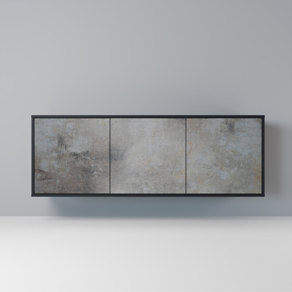 Buffet 3 portes en béton finition noire