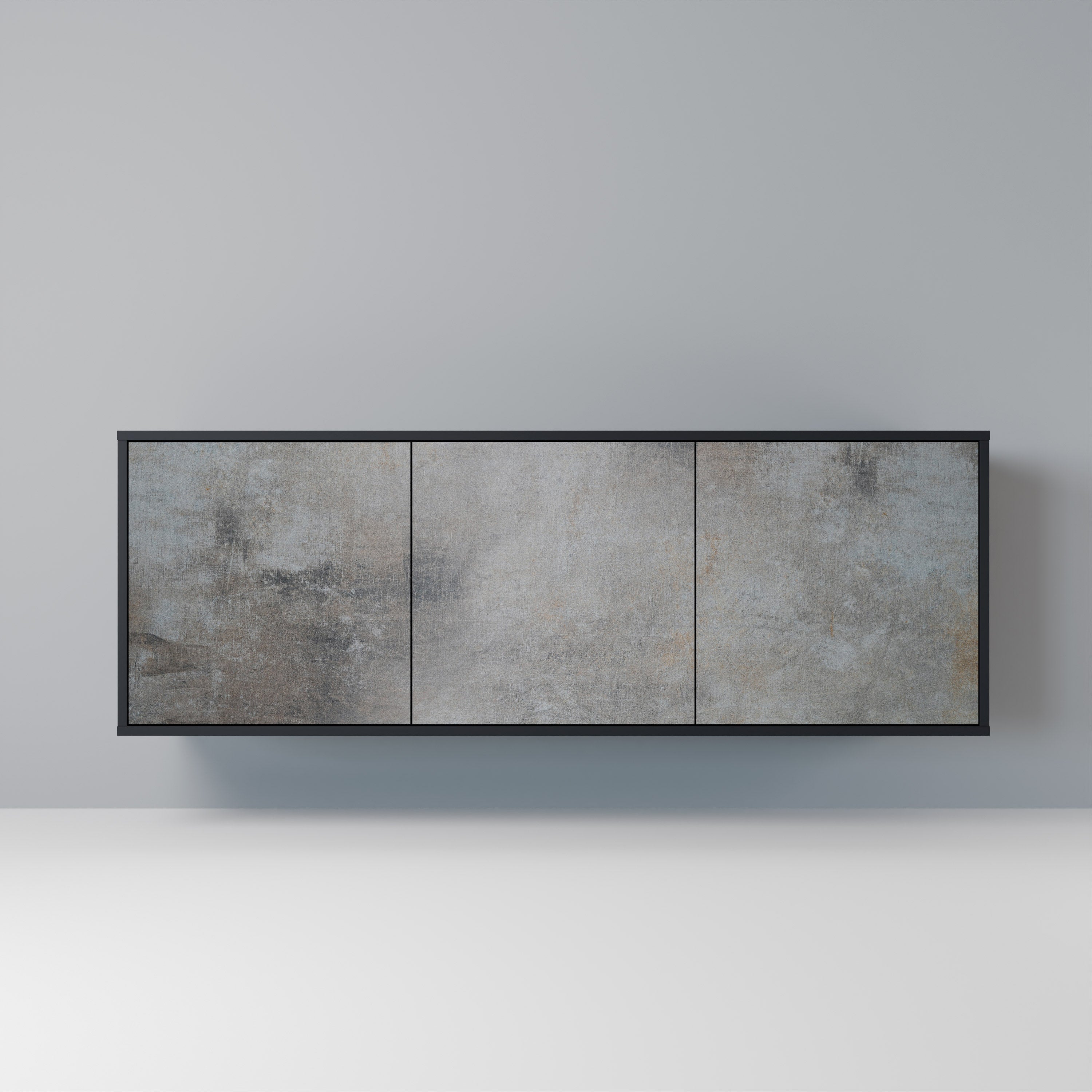 Buffet 3 portes en béton finition noire