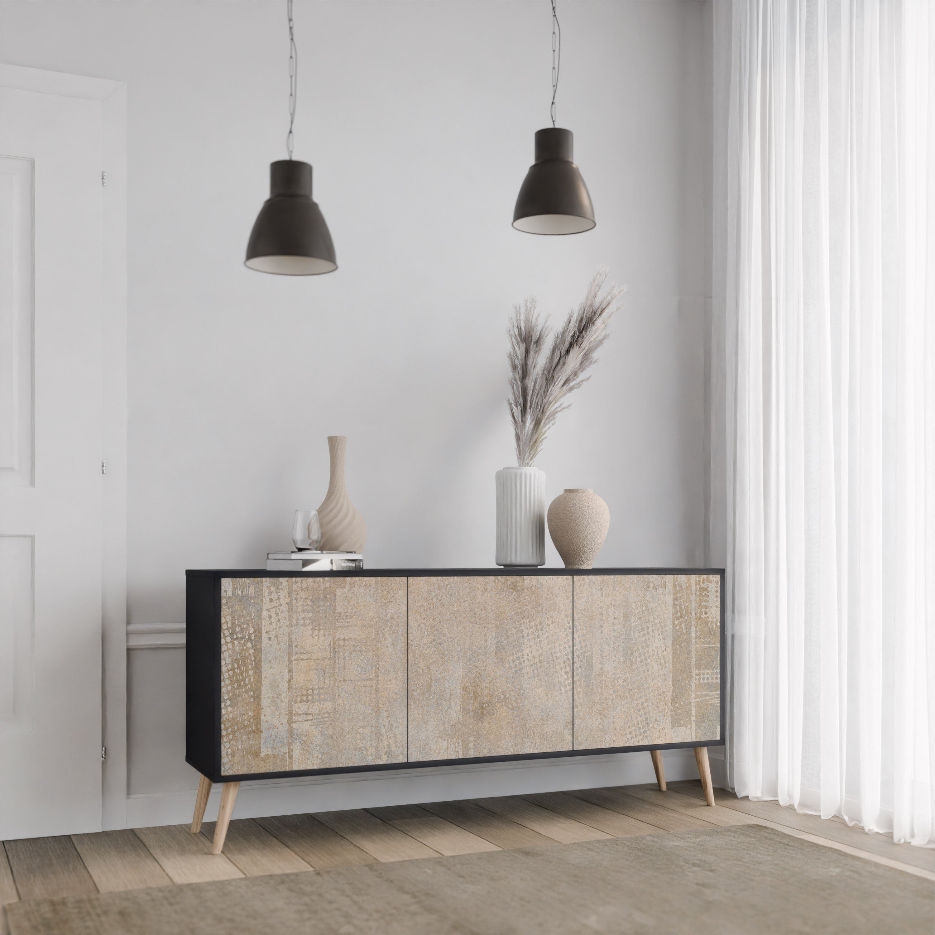 Buffet 3 portes en finition noire