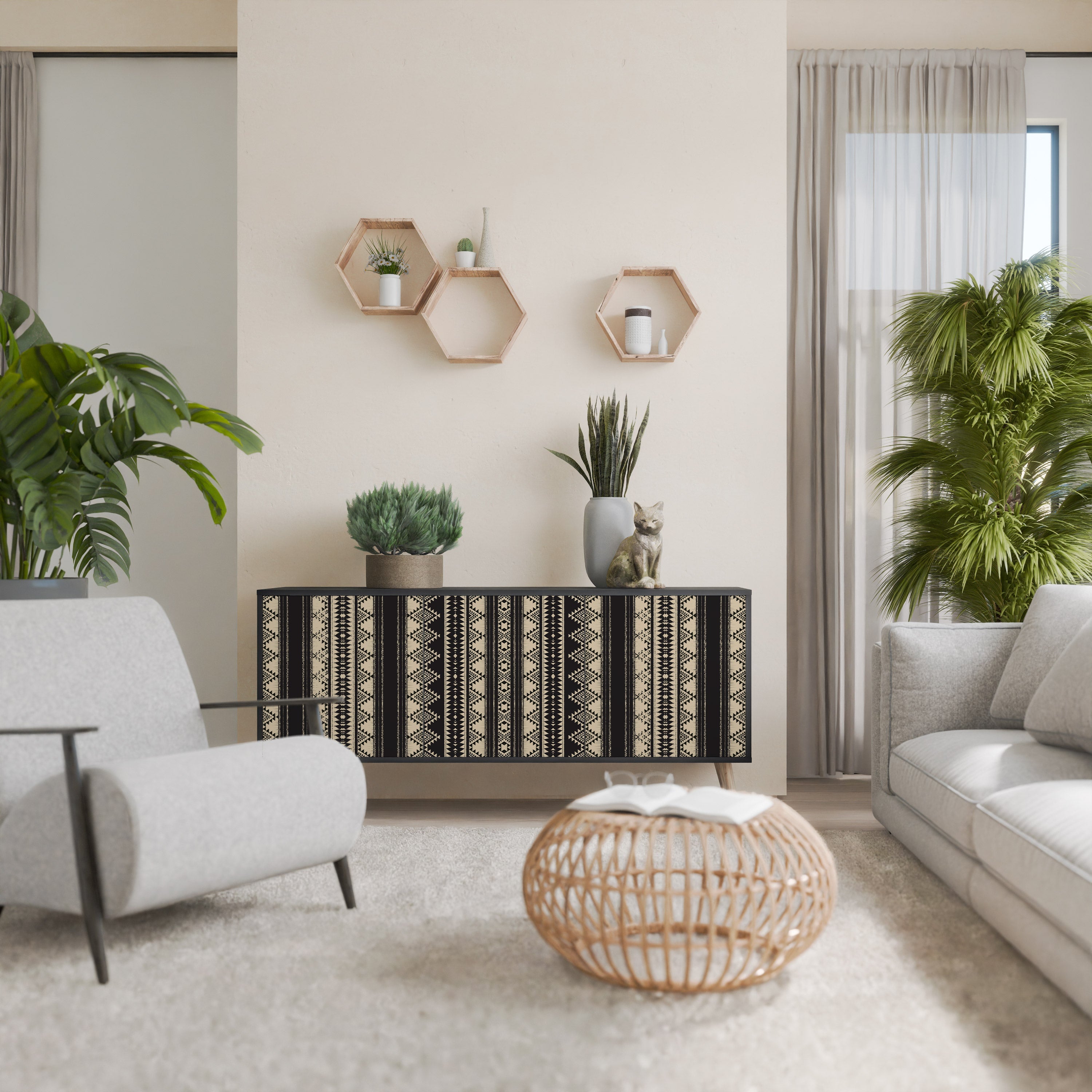 Buffet 3 portes AZTEC finition noire