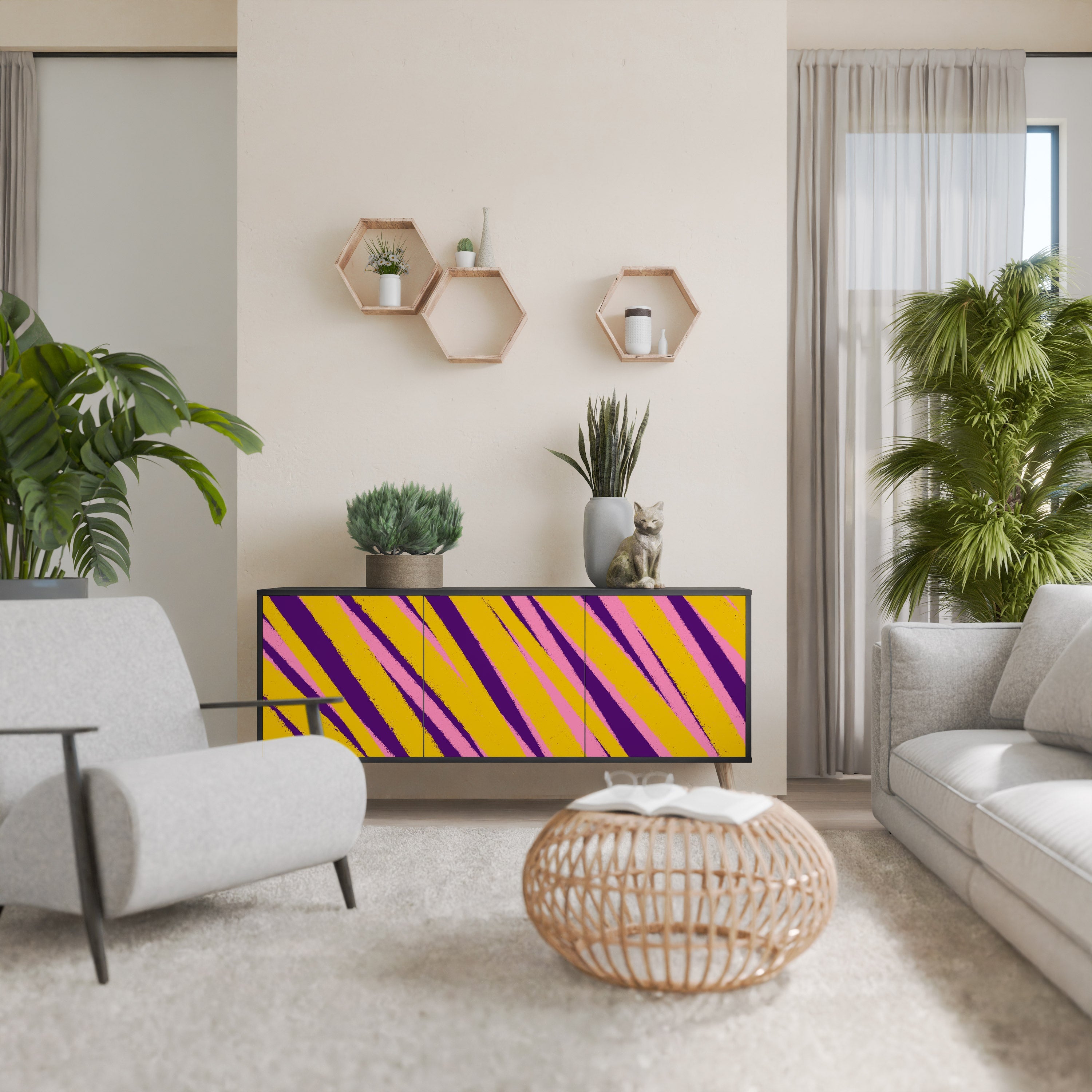 Buffet 3 portes DREAMS COME TRUE en finition noire