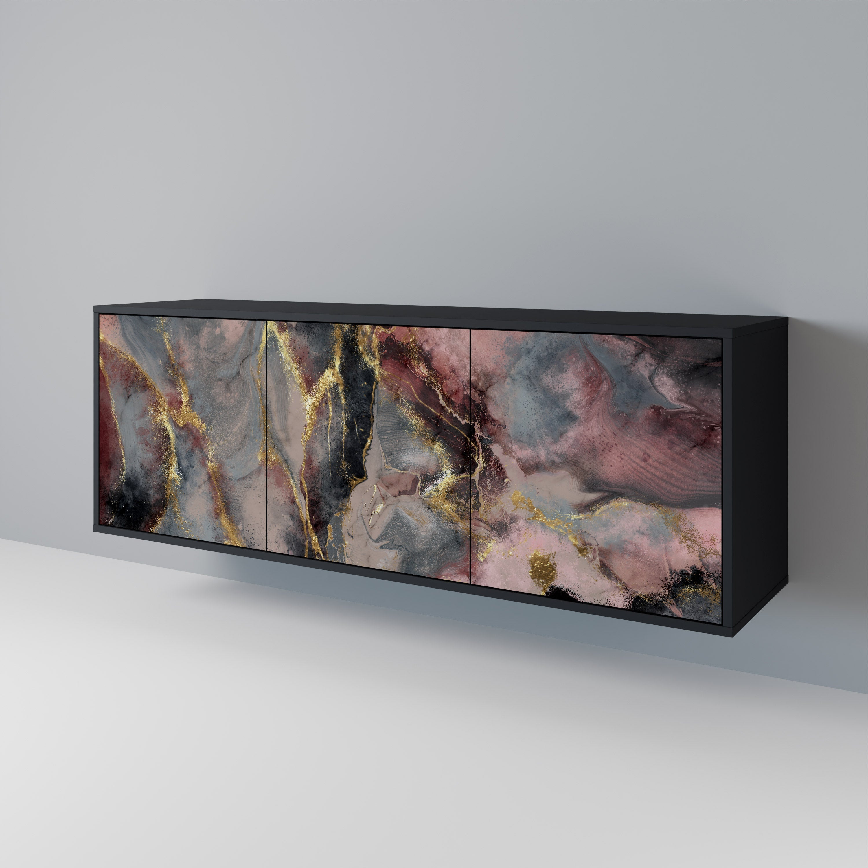 Buffet 3 portes GOLDEN TIDES en finition noire