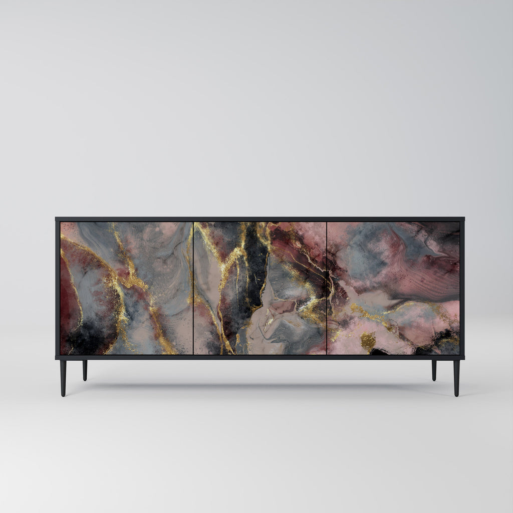 Buffet 3 portes GOLDEN TIDES en finition noire