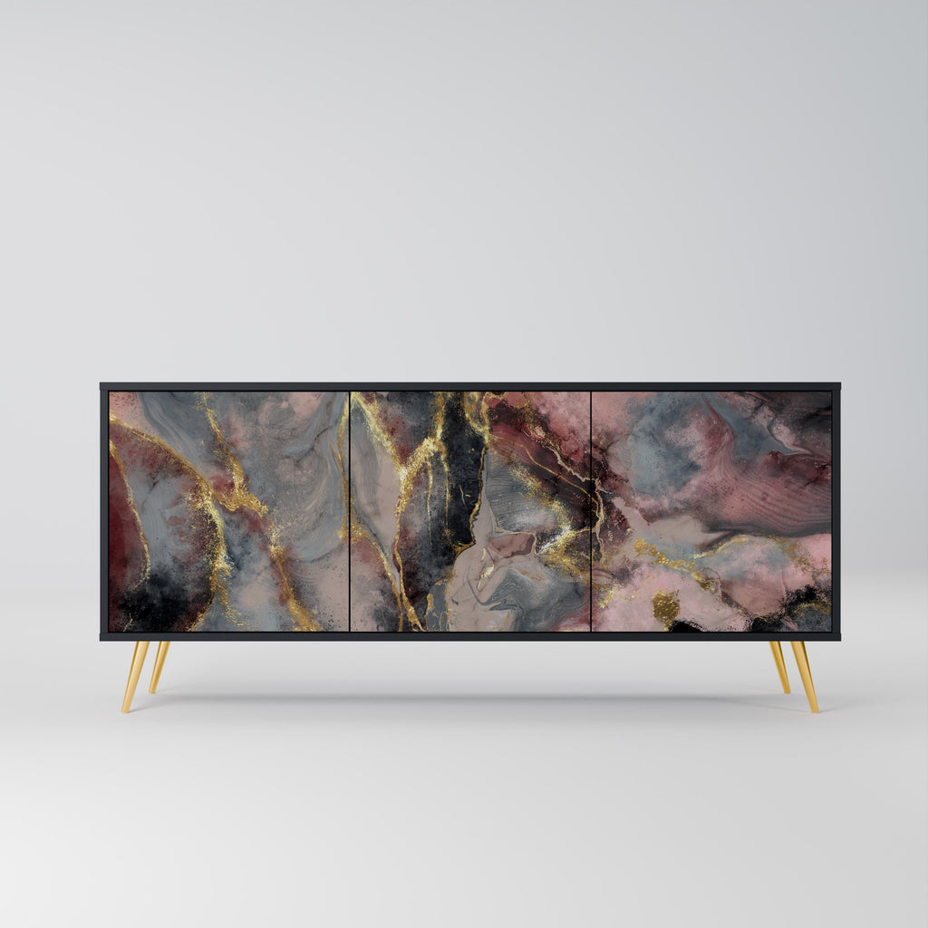 Buffet 3 portes GOLDEN TIDES en finition noire