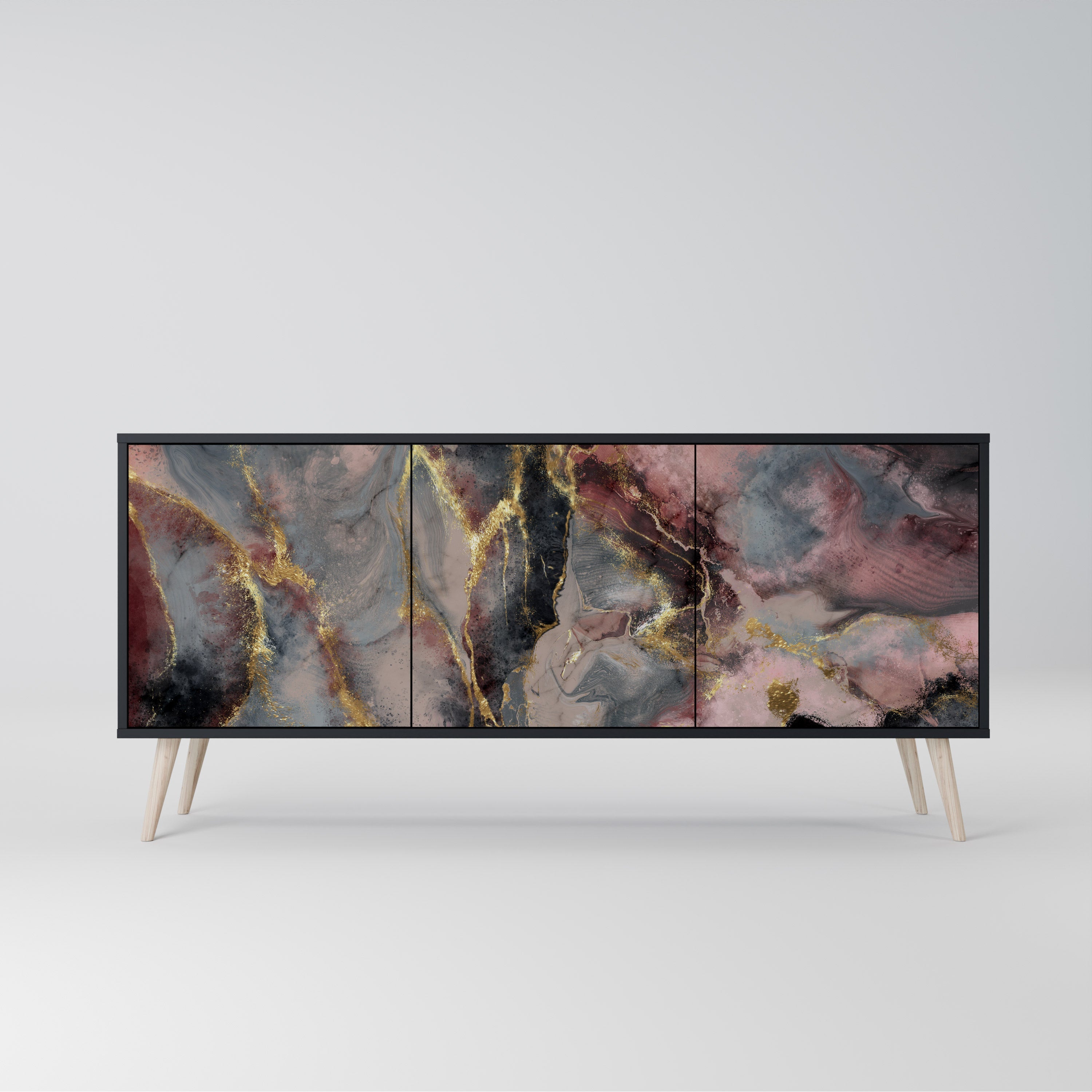 Buffet 3 portes GOLDEN TIDES en finition noire