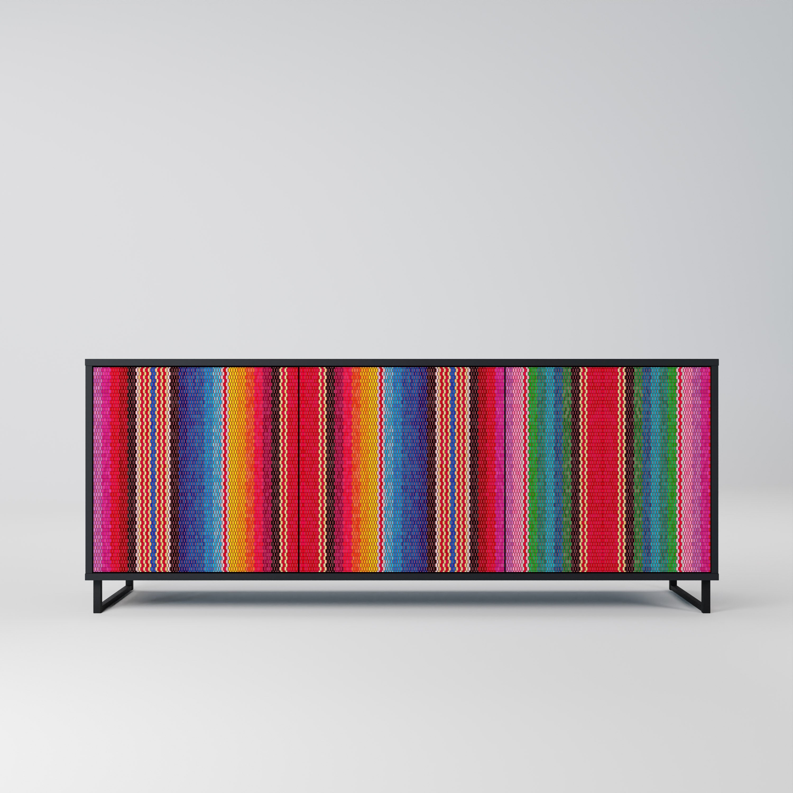 Buffet 3 portes ethnique mexicain en finition noire