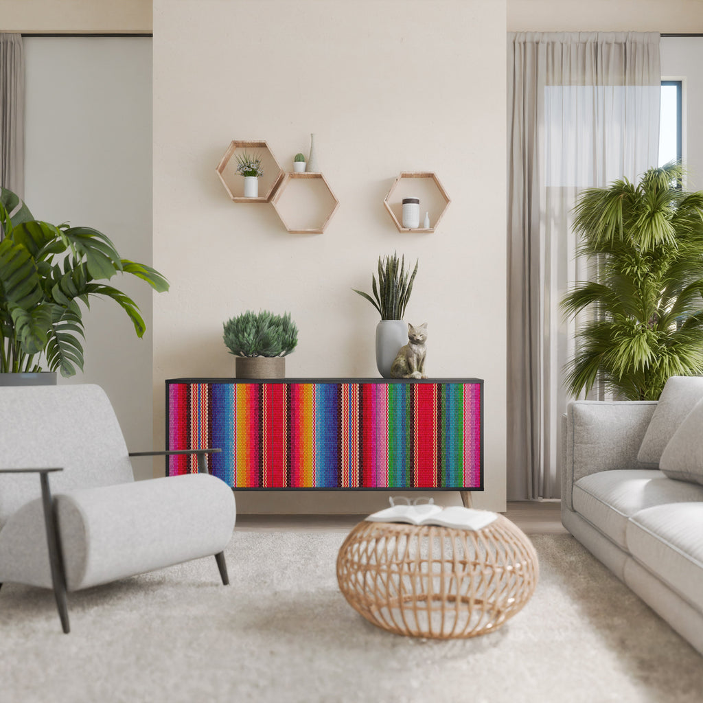 Buffet 3 portes ethnique mexicain en finition noire