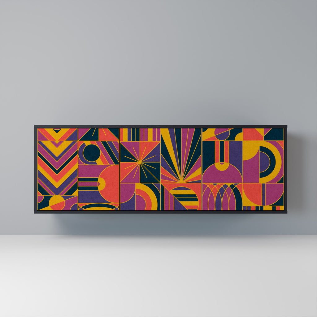 Buffet 3 portes ELECTRIC PATTERNS finition noire