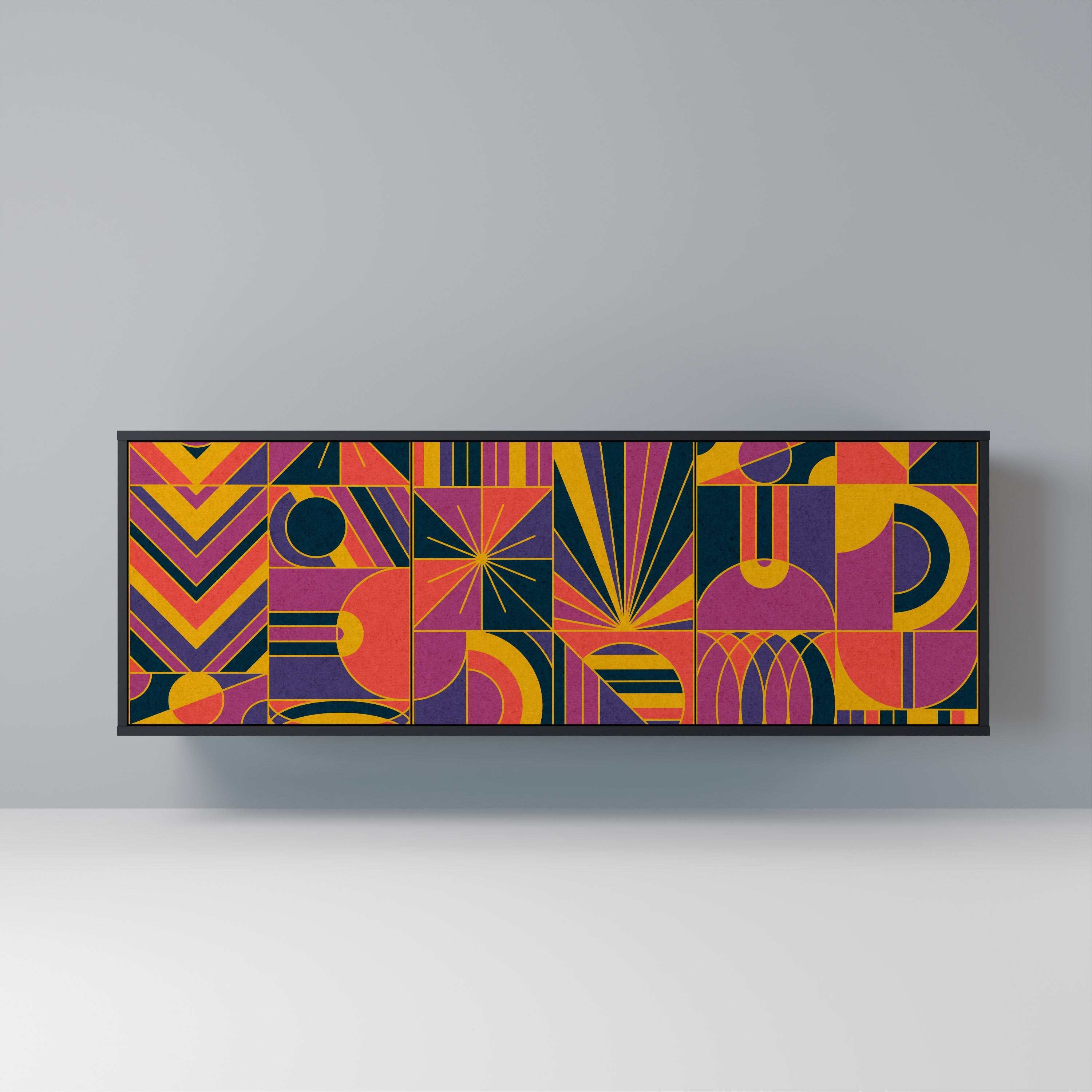 Buffet 3 portes ELECTRIC PATTERNS finition noire