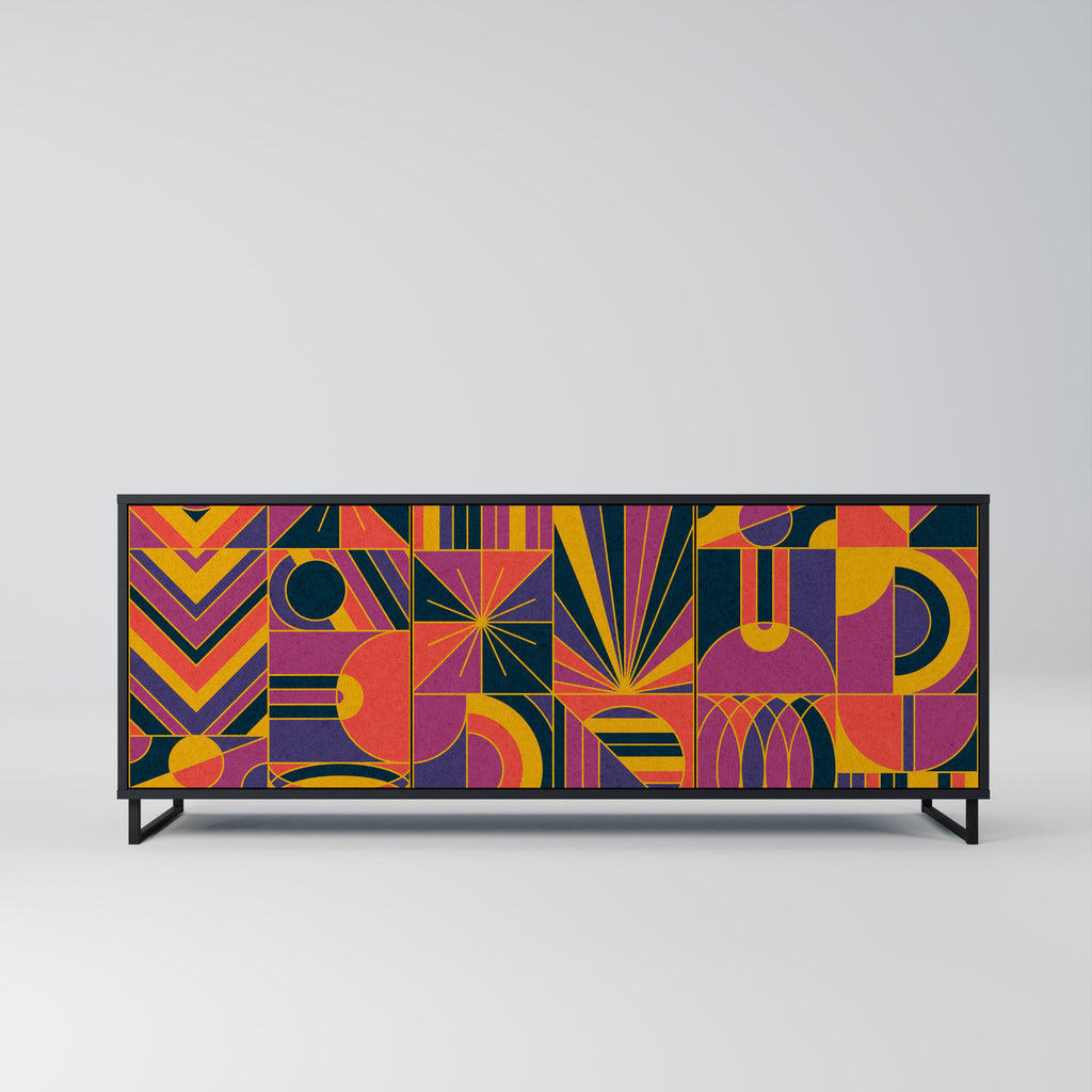 Buffet 3 portes ELECTRIC PATTERNS finition noire