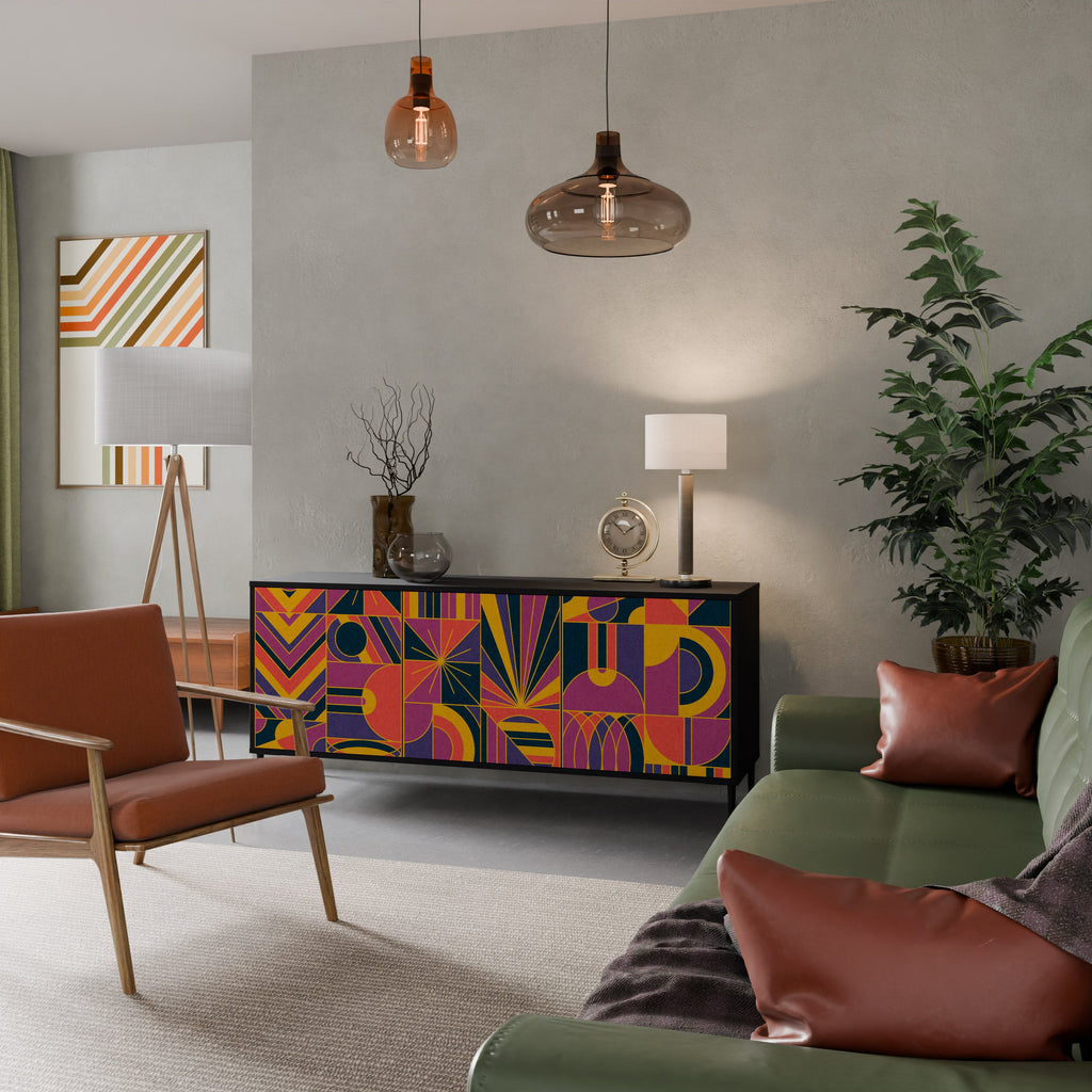 Buffet 3 portes ELECTRIC PATTERNS finition noire