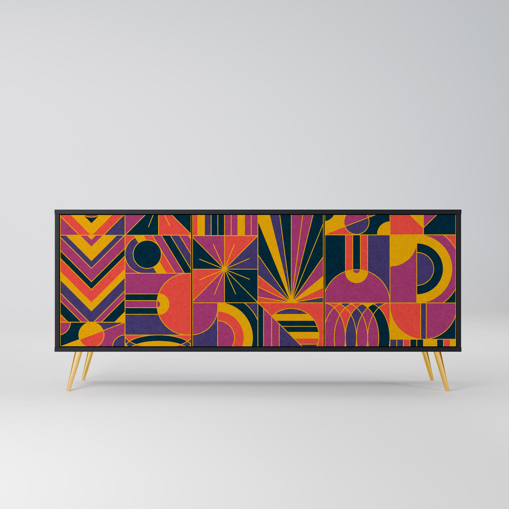 Buffet 3 portes ELECTRIC PATTERNS finition noire