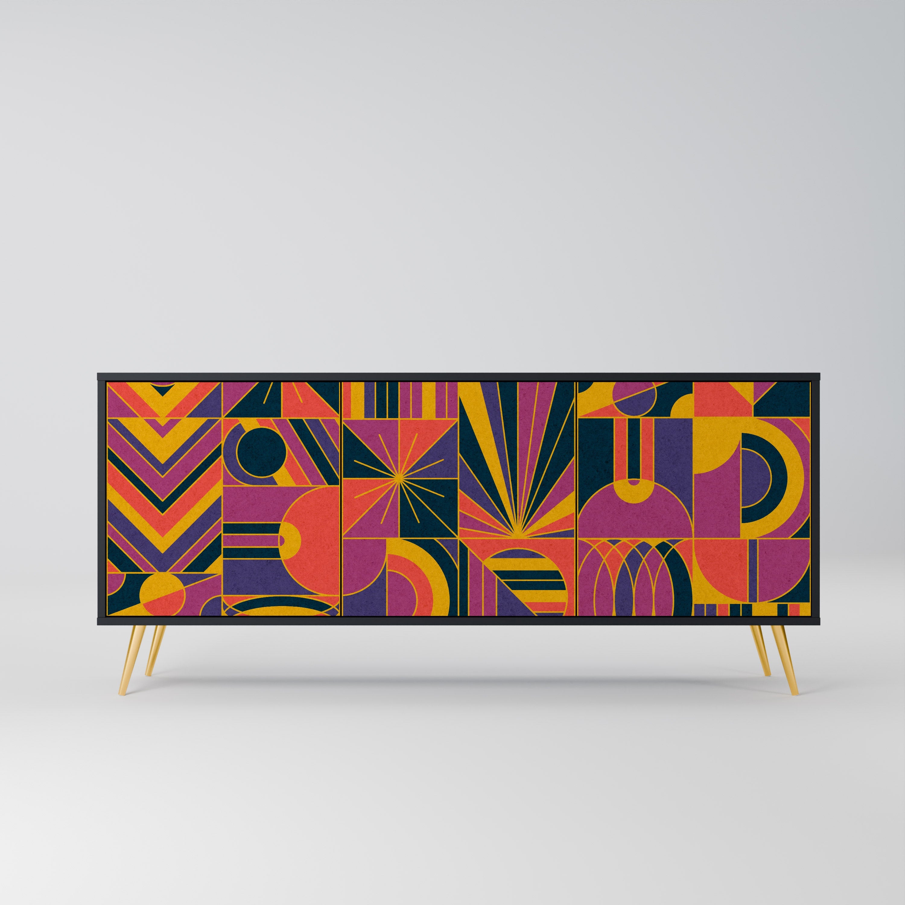 Buffet 3 portes ELECTRIC PATTERNS finition noire