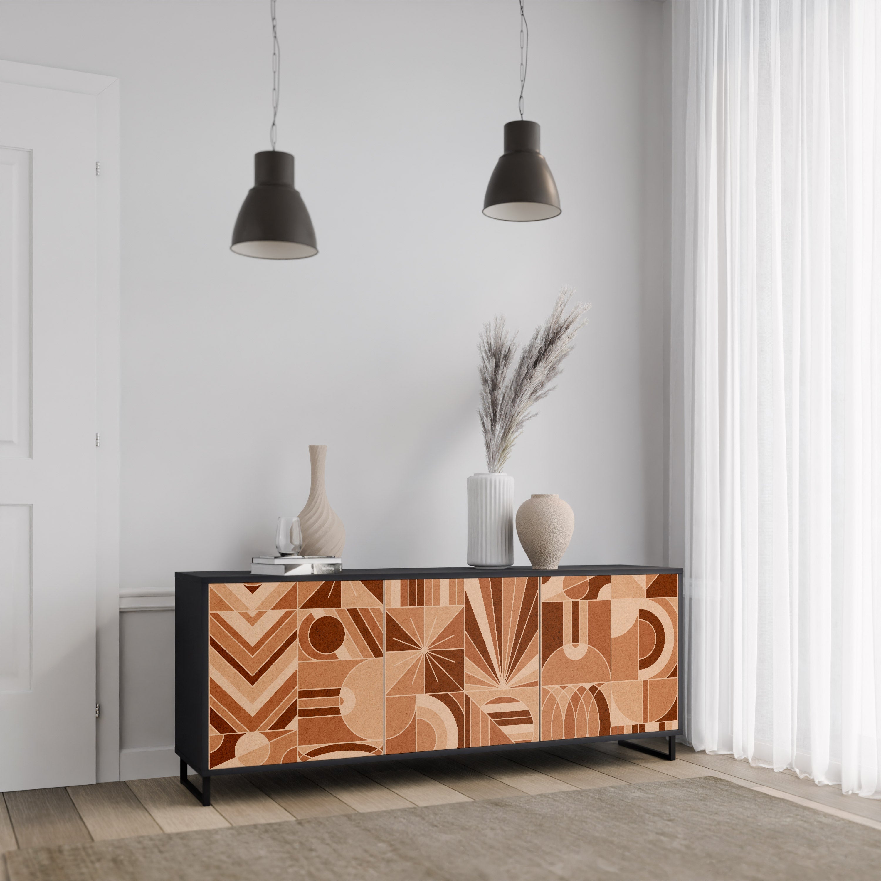 Buffet 3 portes PRISM MOSAIC finition noire