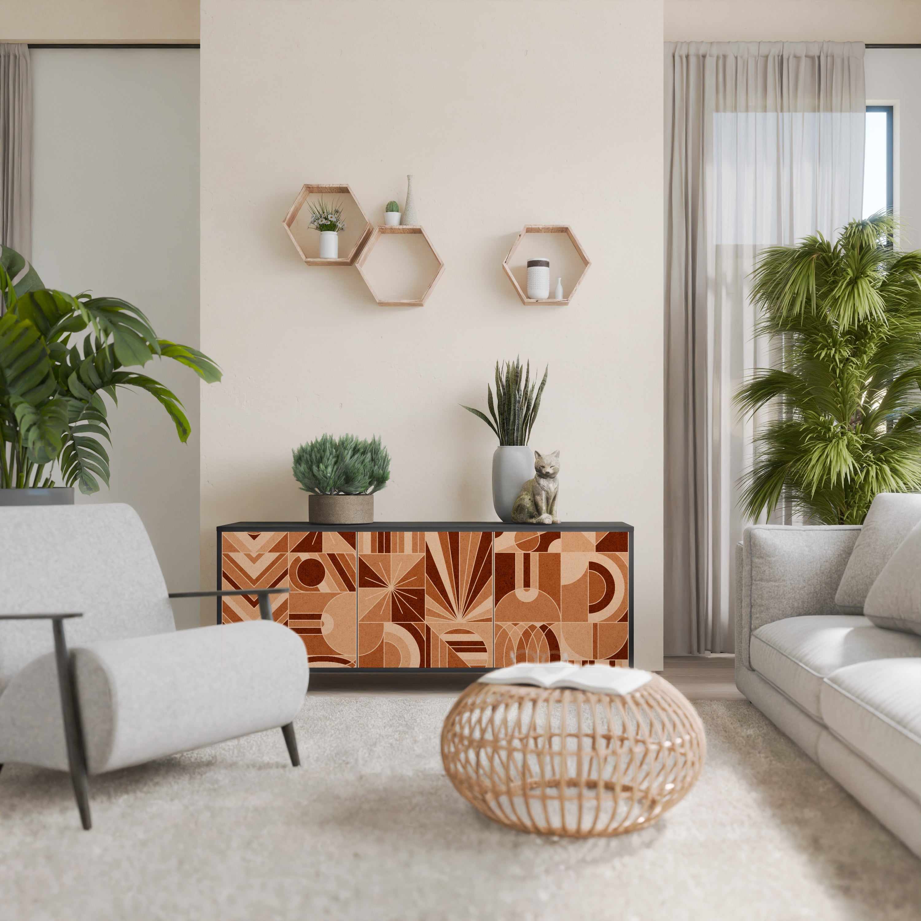 Buffet 3 portes PRISM MOSAIC finition noire