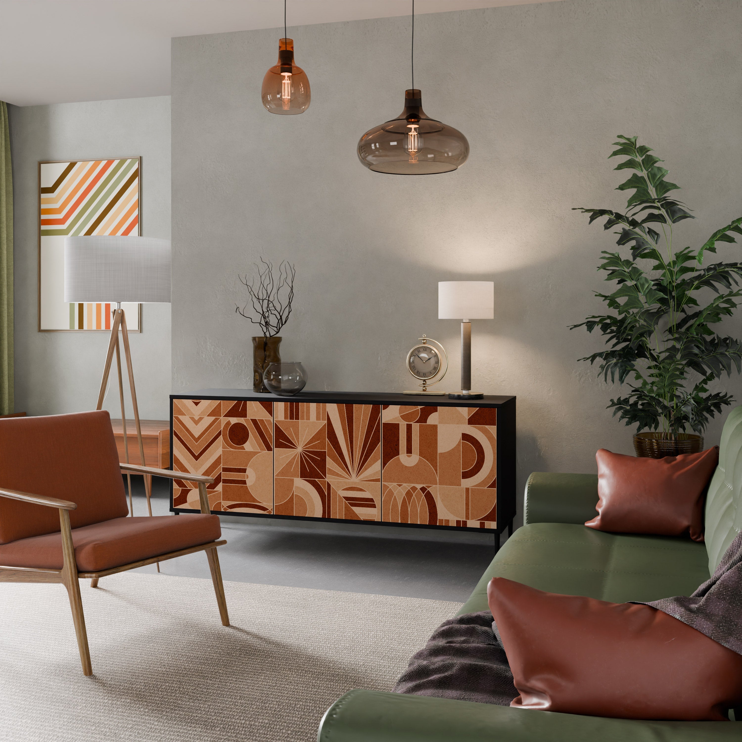 Buffet 3 portes PRISM MOSAIC finition noire