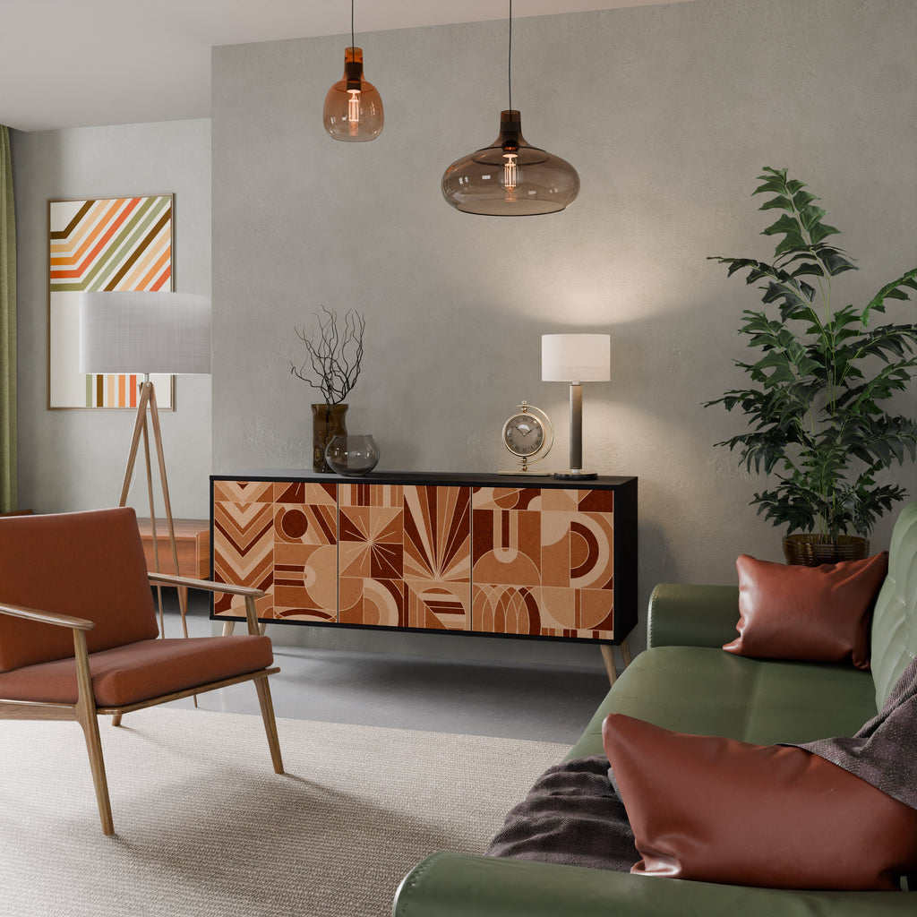 Buffet 3 portes PRISM MOSAIC finition noire