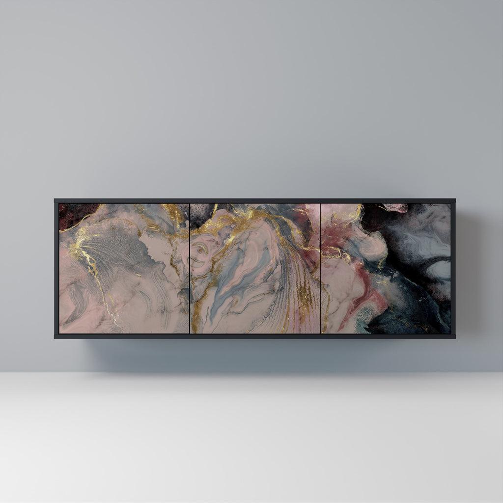 Buffet 3 portes GILDED SWIRLS en finition noire