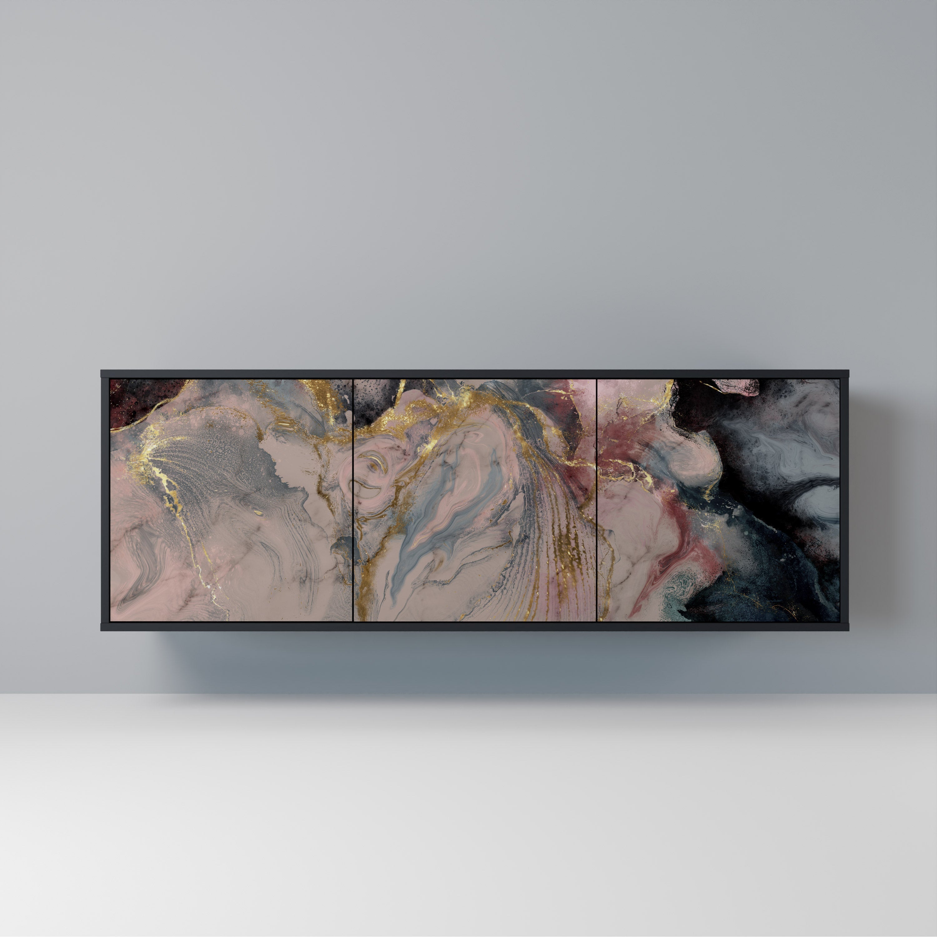 Buffet 3 portes GILDED SWIRLS en finition noire