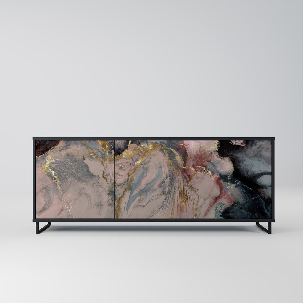 Buffet 3 portes GILDED SWIRLS en finition noire