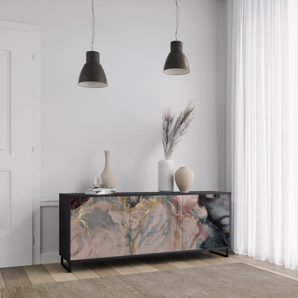 Buffet 3 portes GILDED SWIRLS en finition noire