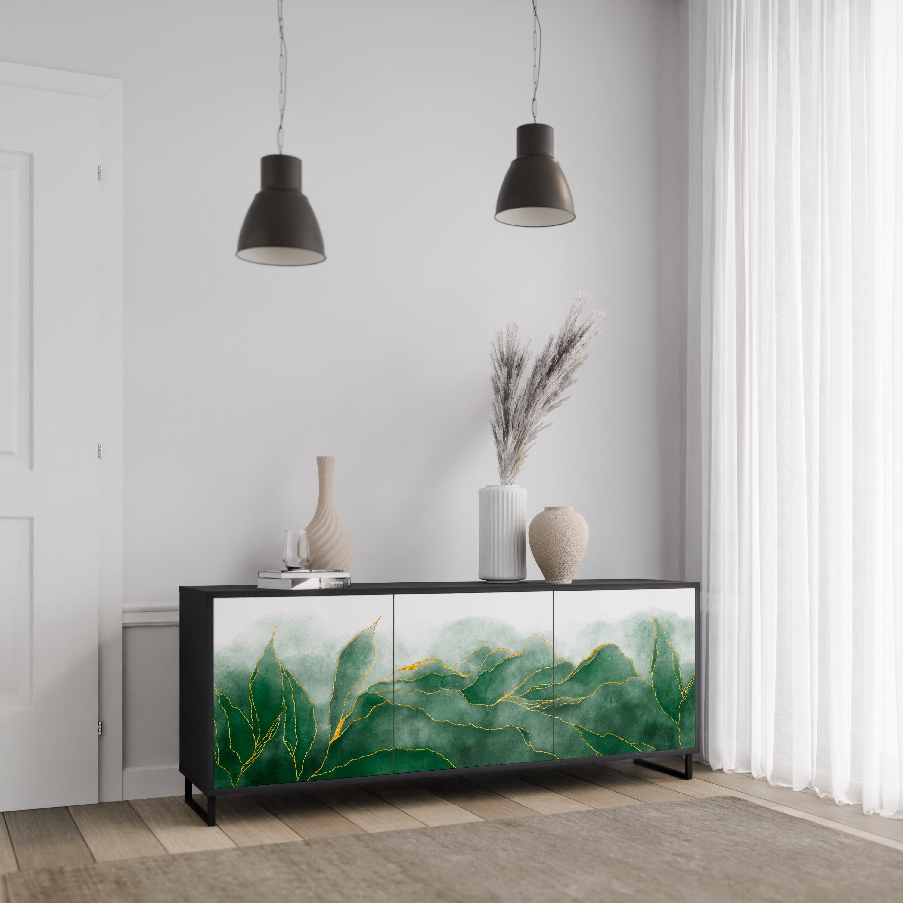 Buffet 3 portes EXPENSIVE NATURE en finition noire