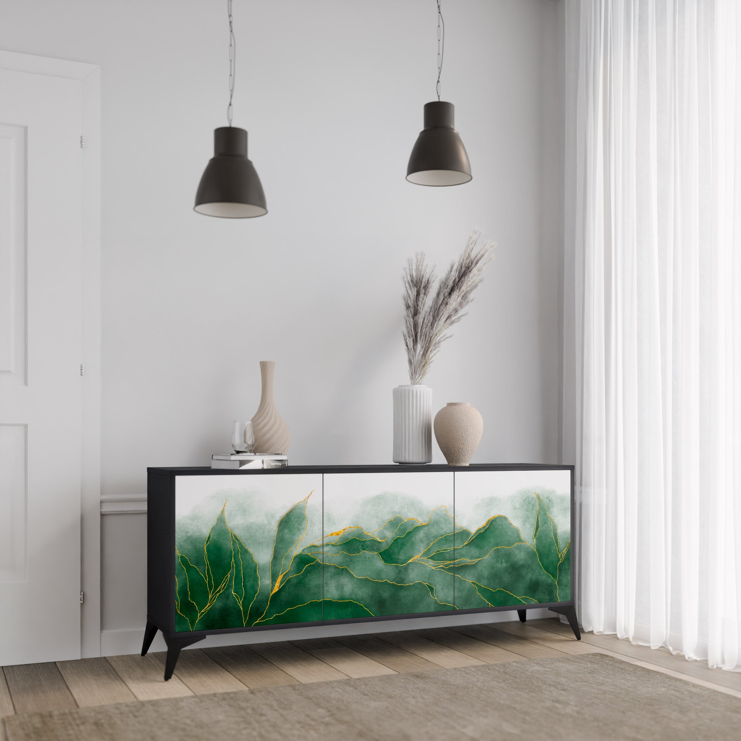 Buffet 3 portes EXPENSIVE NATURE en finition noire
