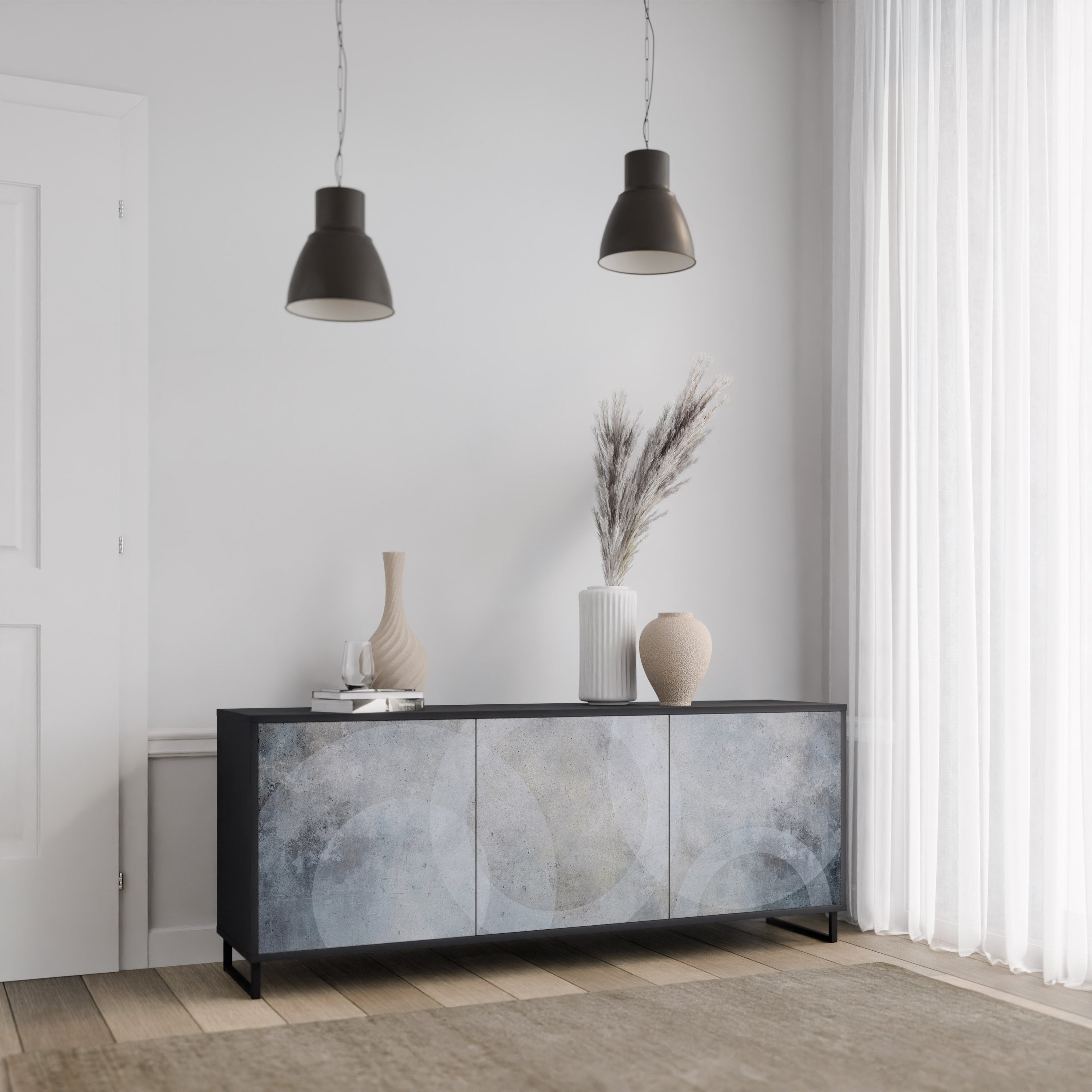 Buffet 3 portes MUTED ARC en finition noire