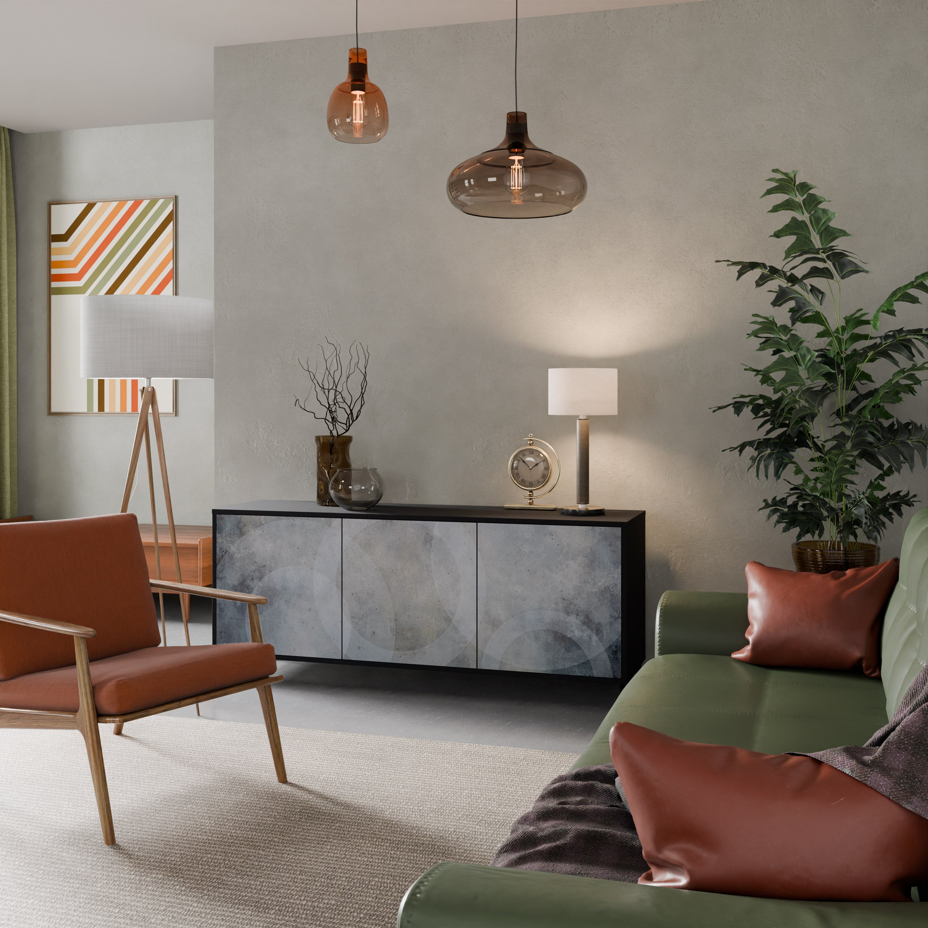 Buffet 3 portes MUTED ARC en finition noire