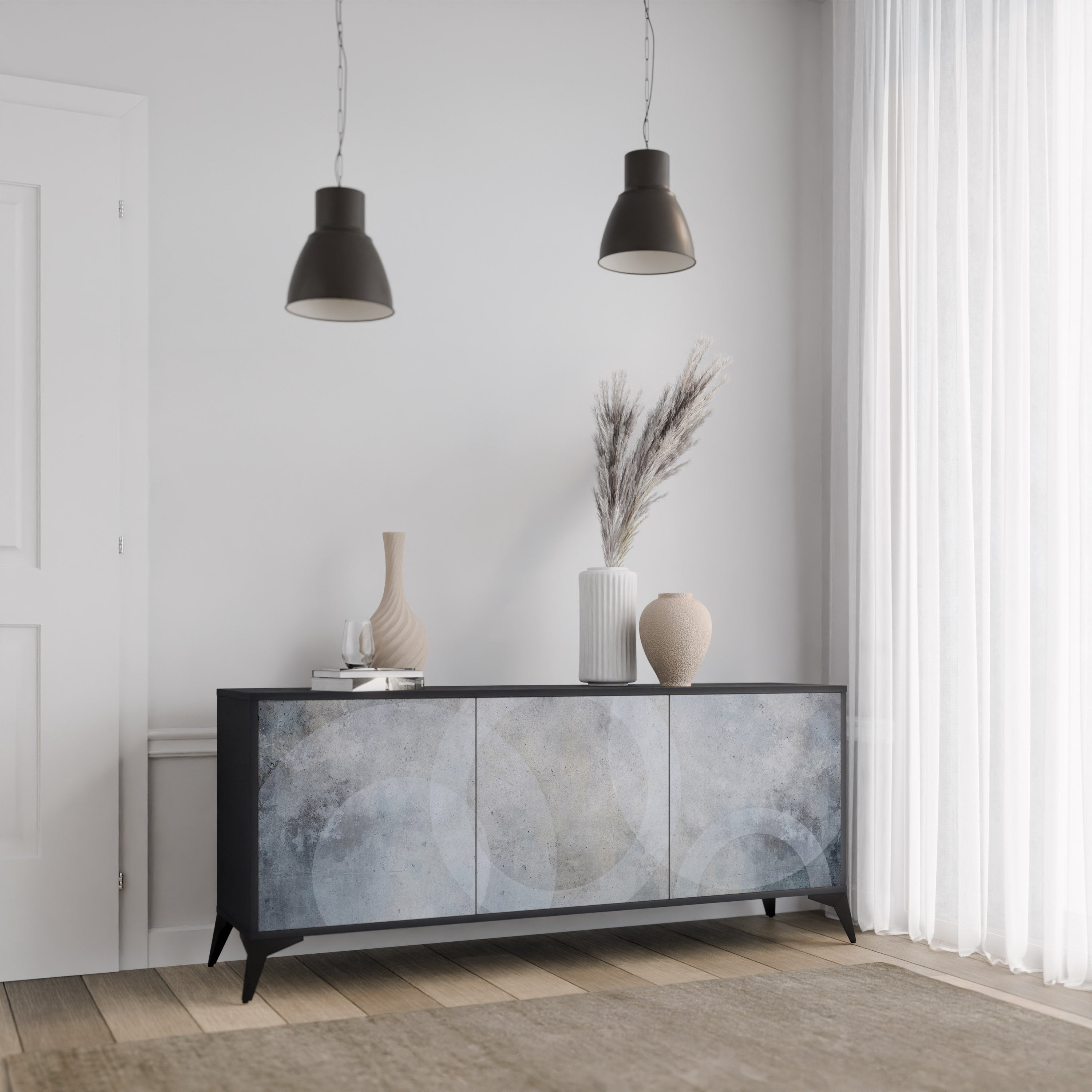 Buffet 3 portes MUTED ARC en finition noire