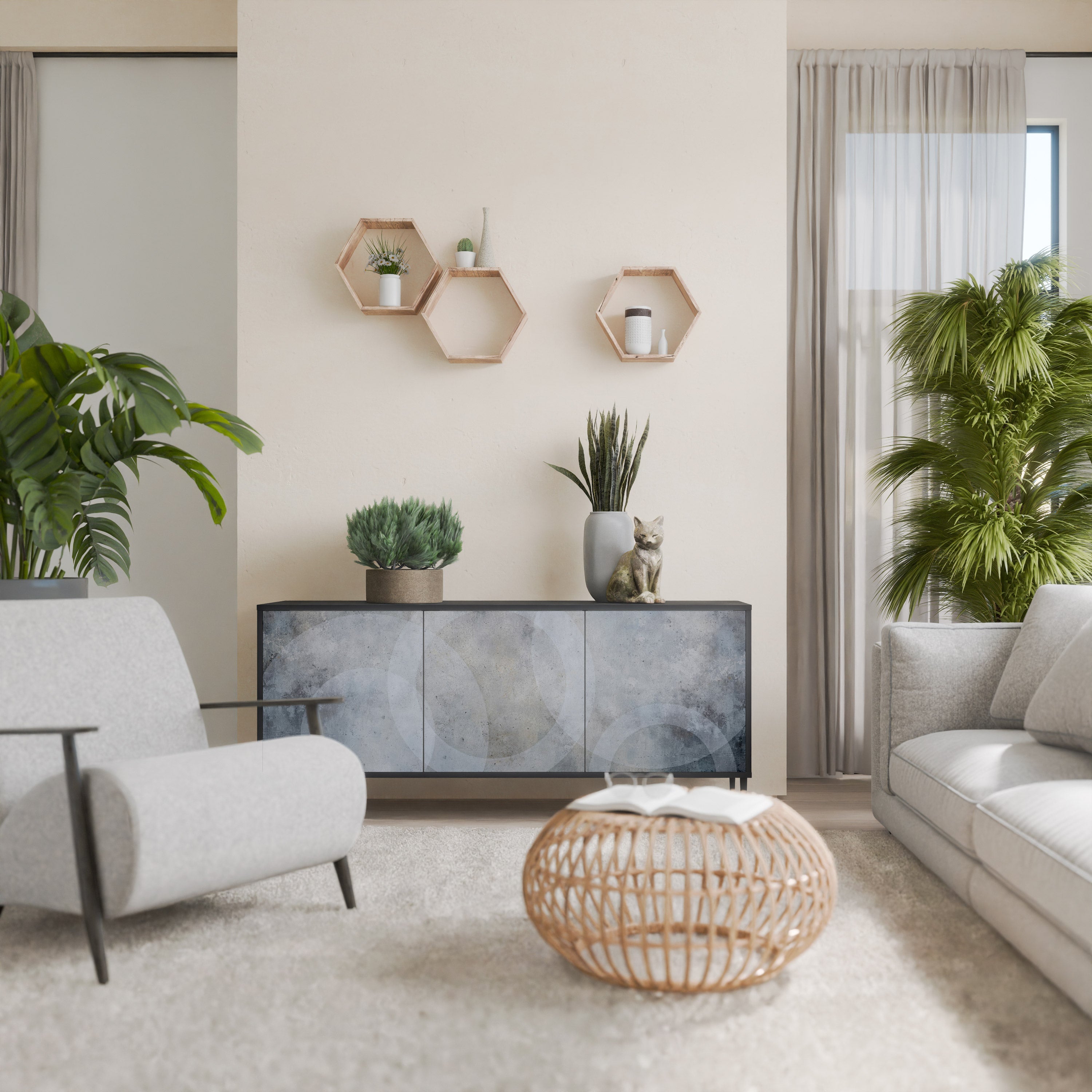 Buffet 3 portes MUTED ARC en finition noire