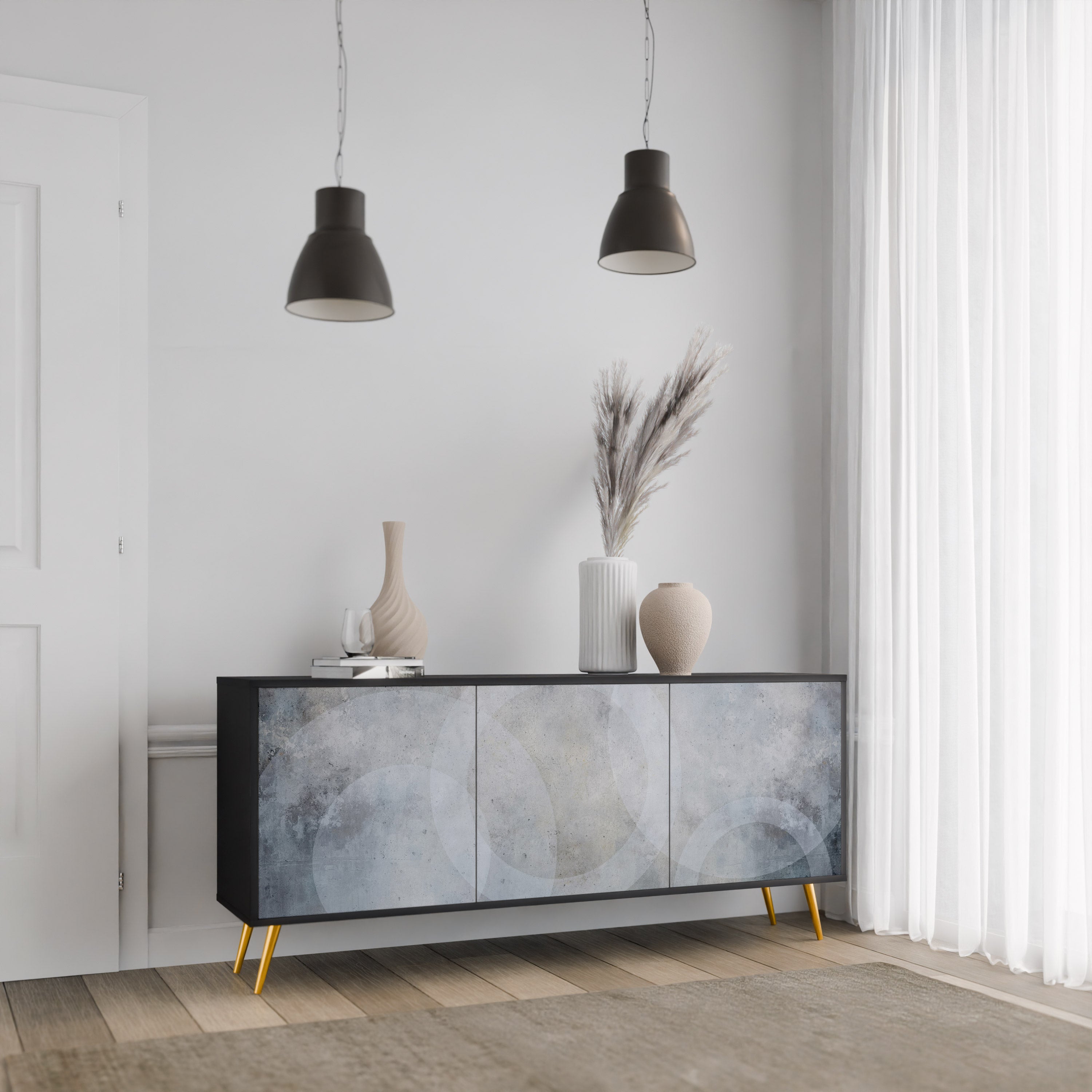 Buffet 3 portes MUTED ARC en finition noire