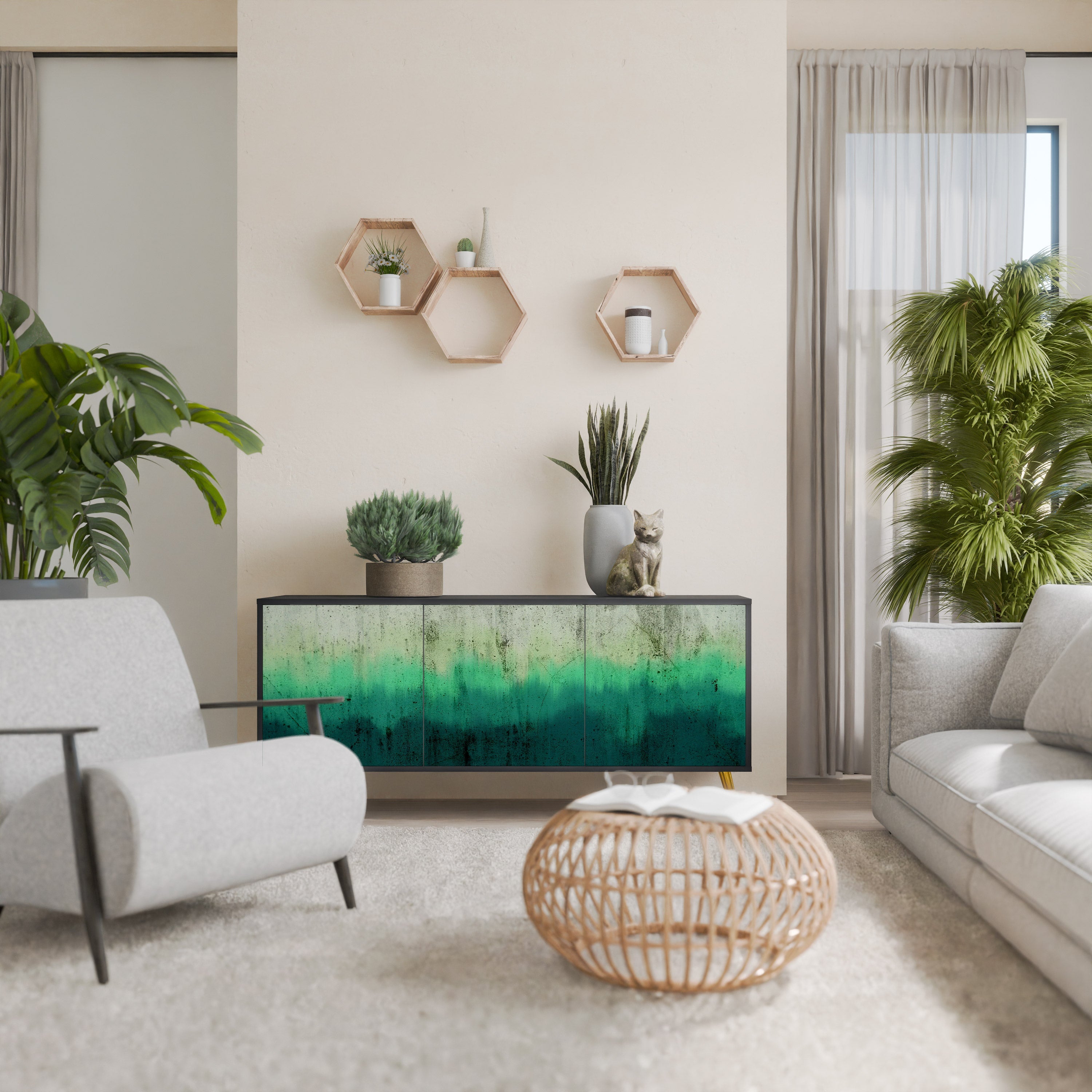 Buffet 3 portes NORTHERN LIGHTS finition noire