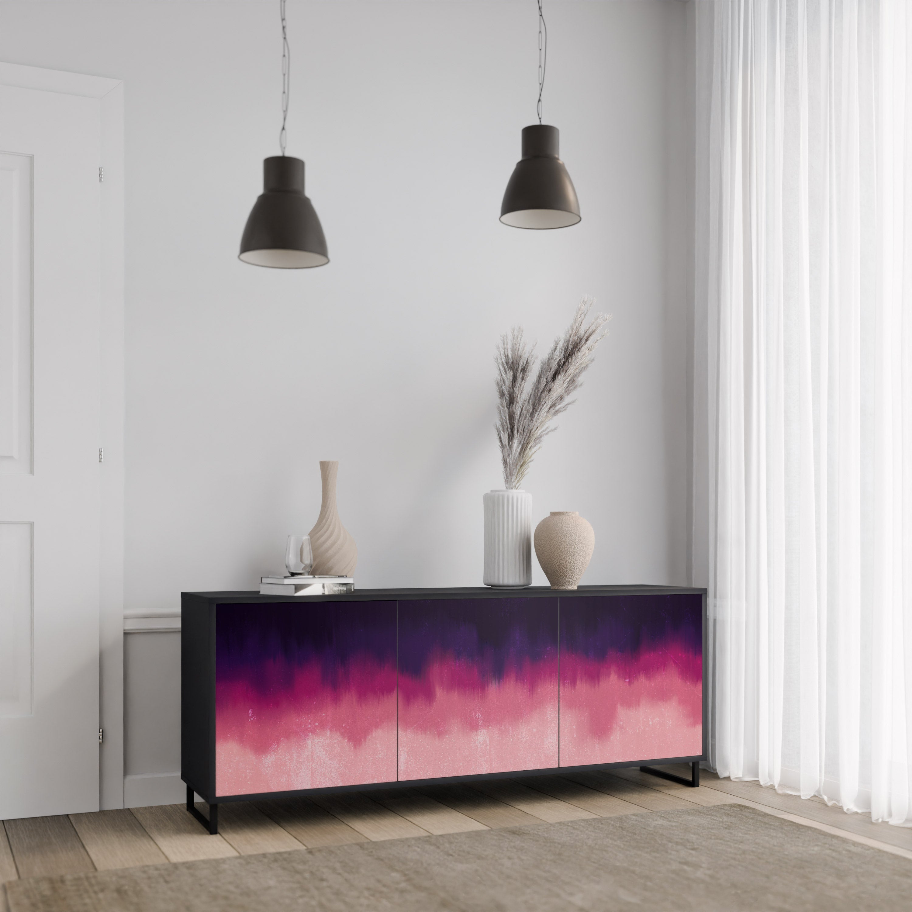 Buffet 3 portes AURORA BOREALIS finition noire