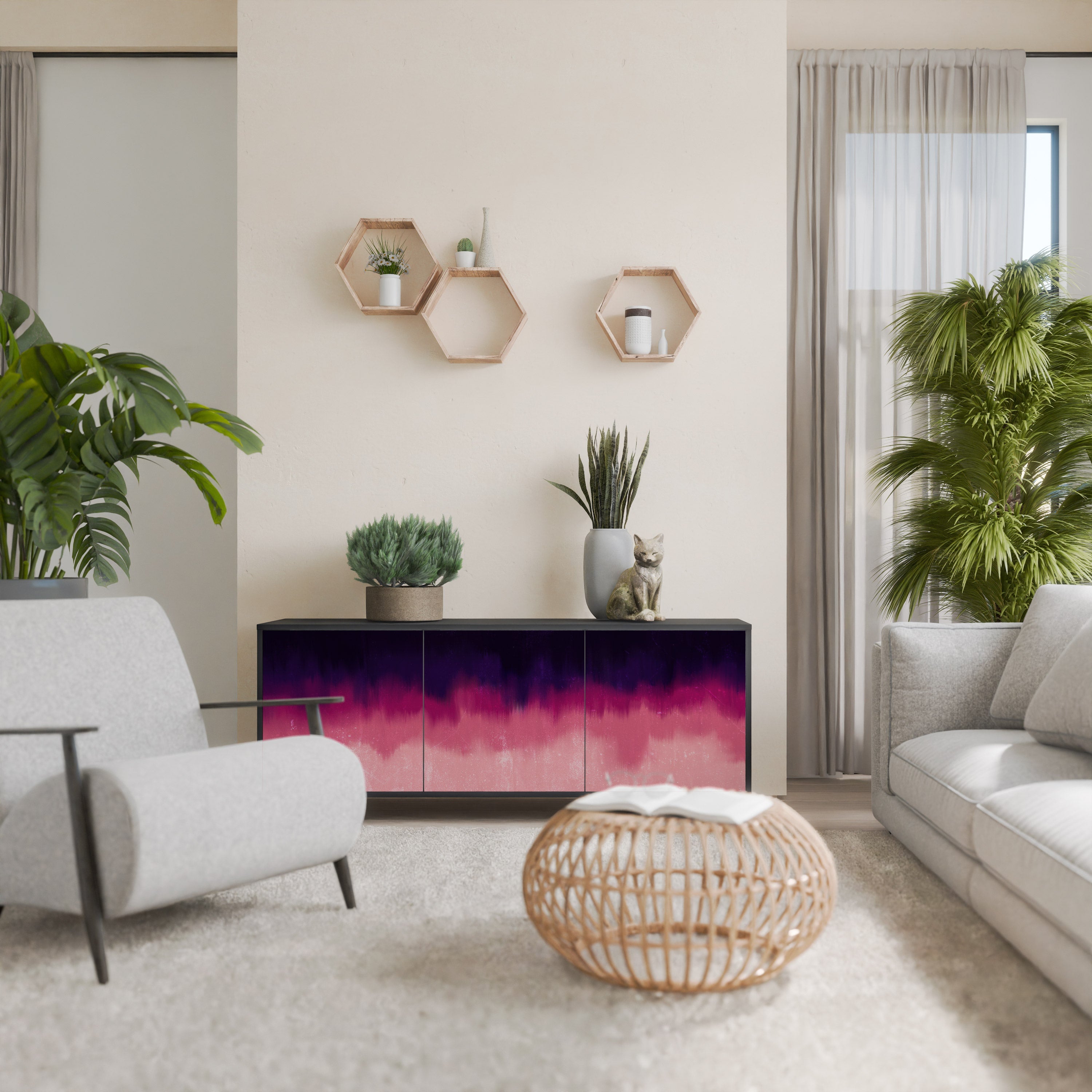 Buffet 3 portes AURORA BOREALIS finition noire