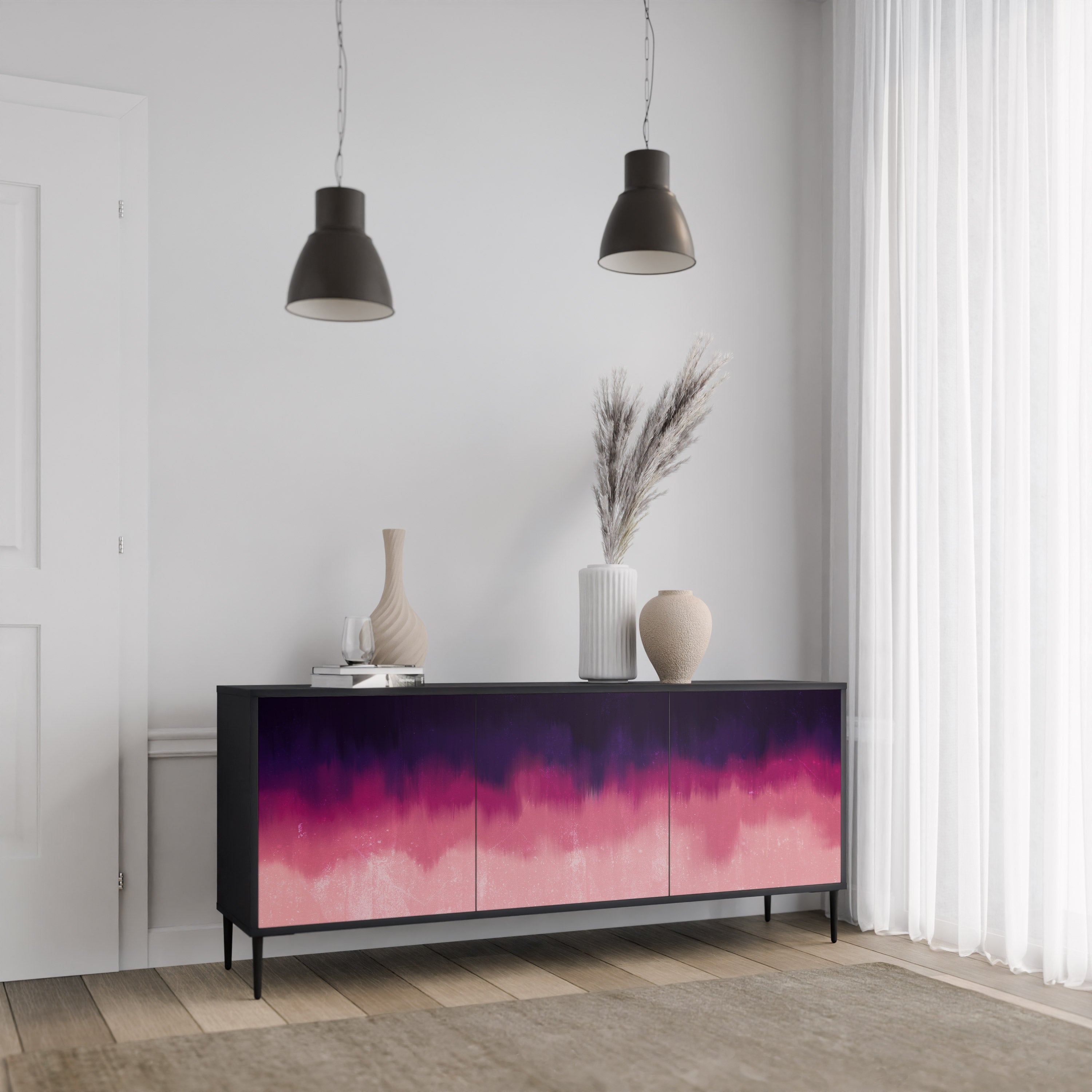Buffet 3 portes AURORA BOREALIS finition noire