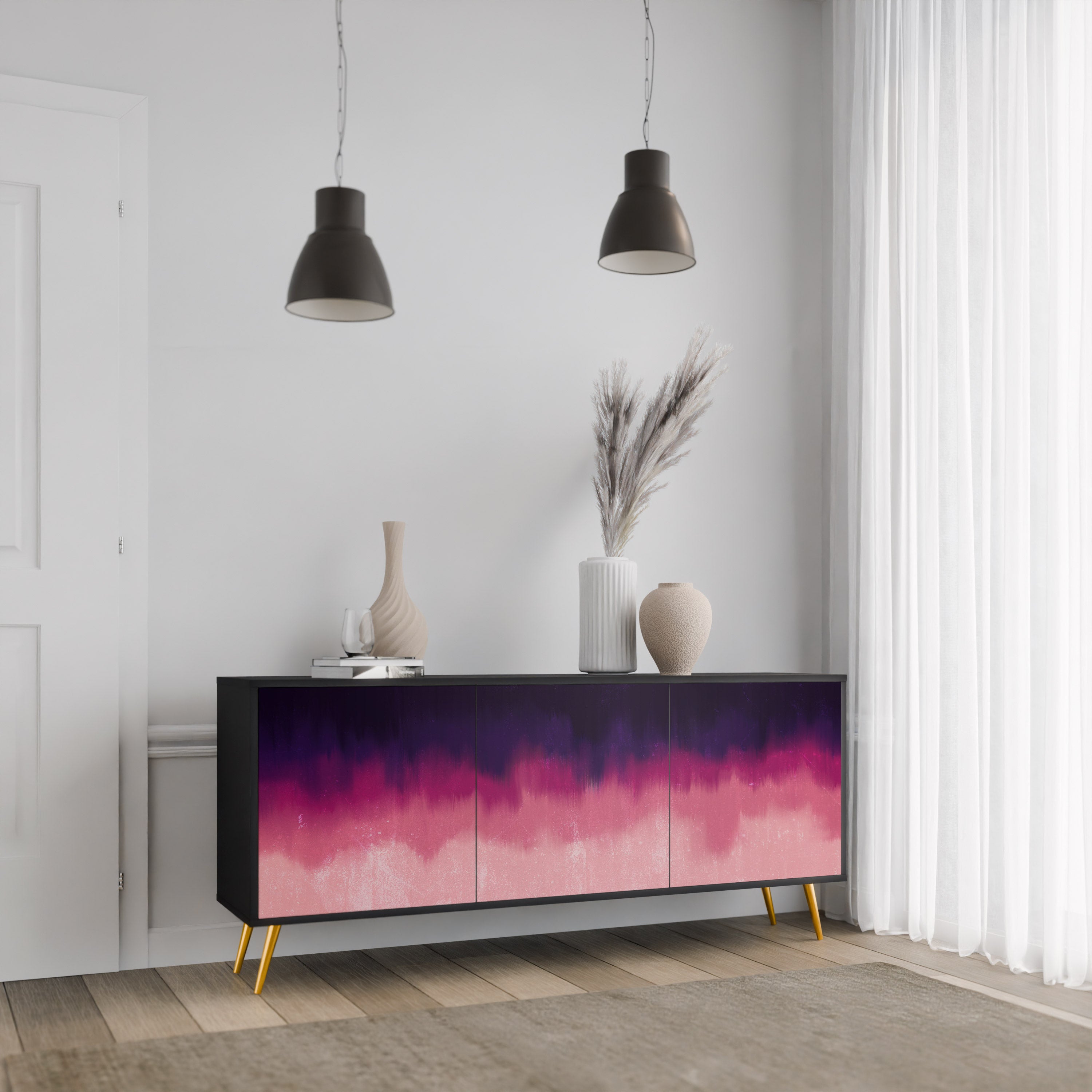 Buffet 3 portes AURORA BOREALIS finition noire