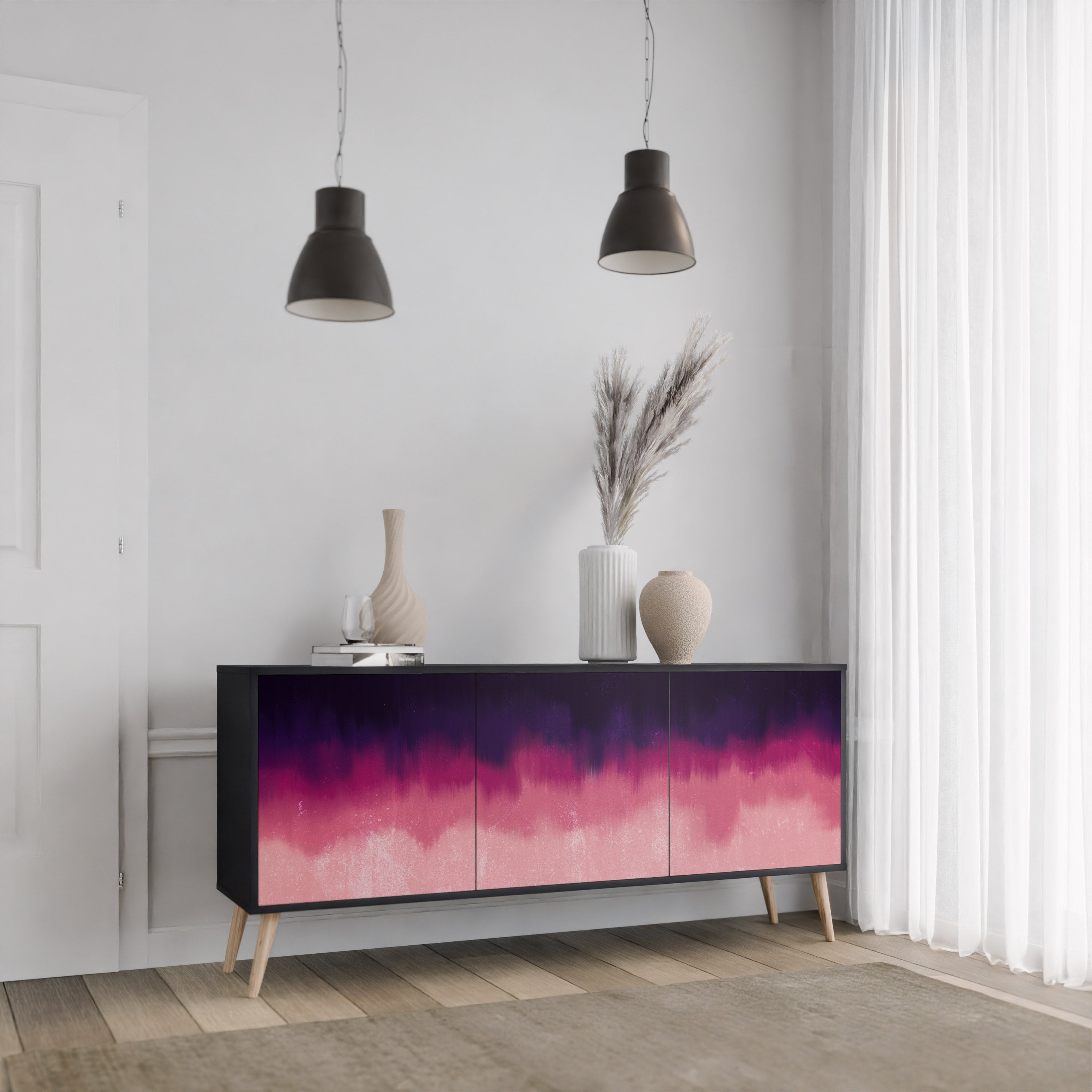 Buffet 3 portes AURORA BOREALIS finition noire