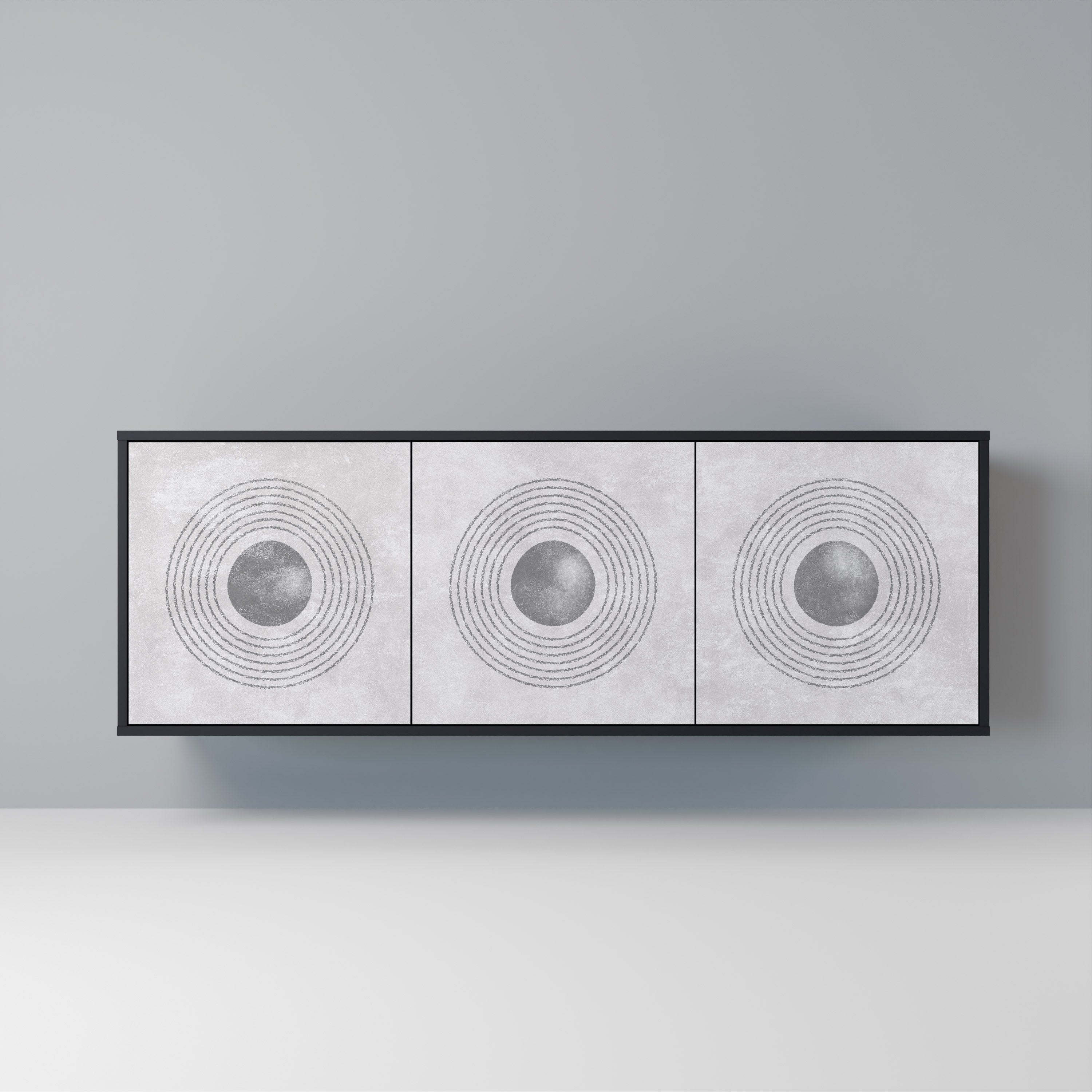 Buffet 3 portes SOLID CIRCLES finition noire